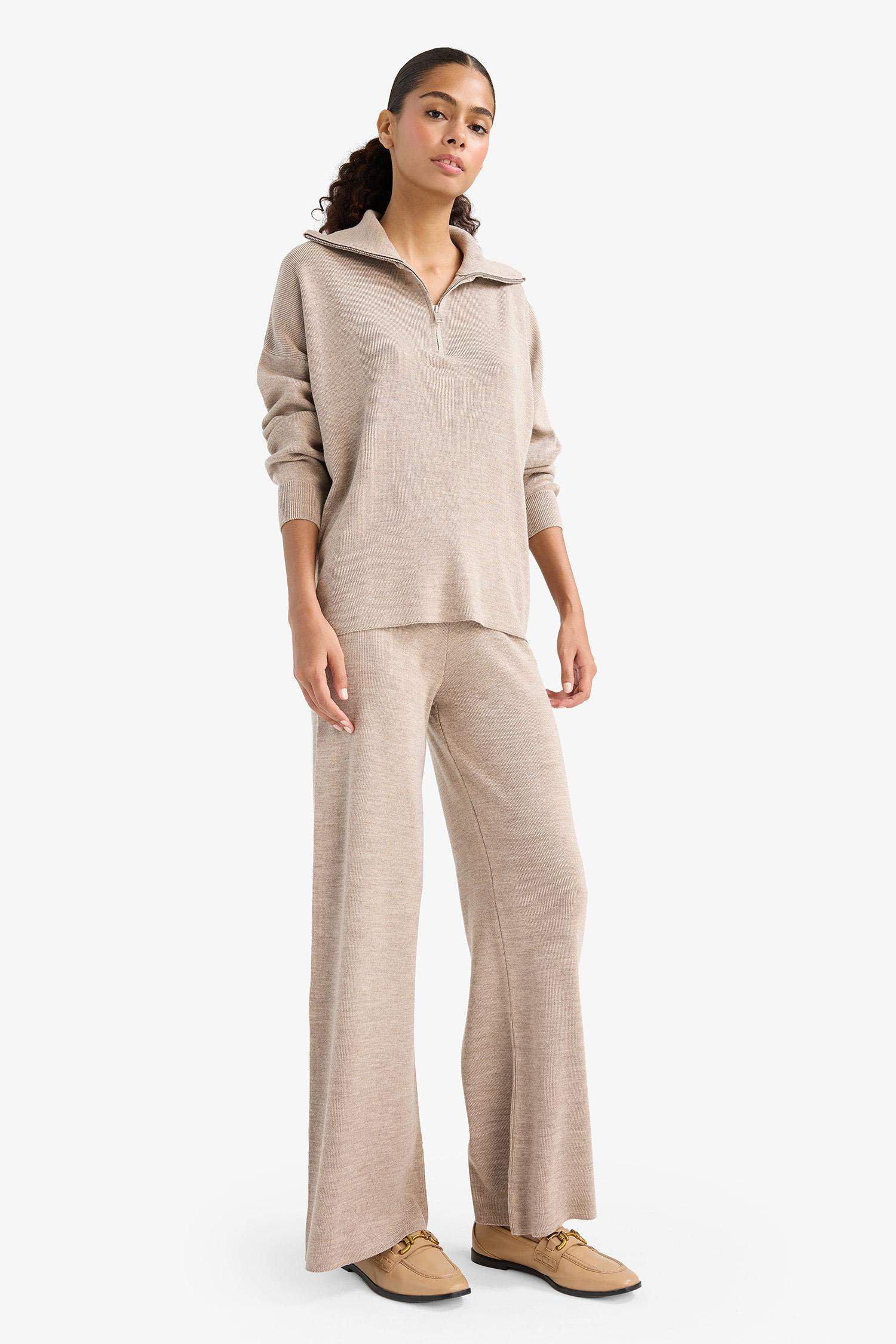 Wide Leg Geniş Bol Paça Triko Pantolon