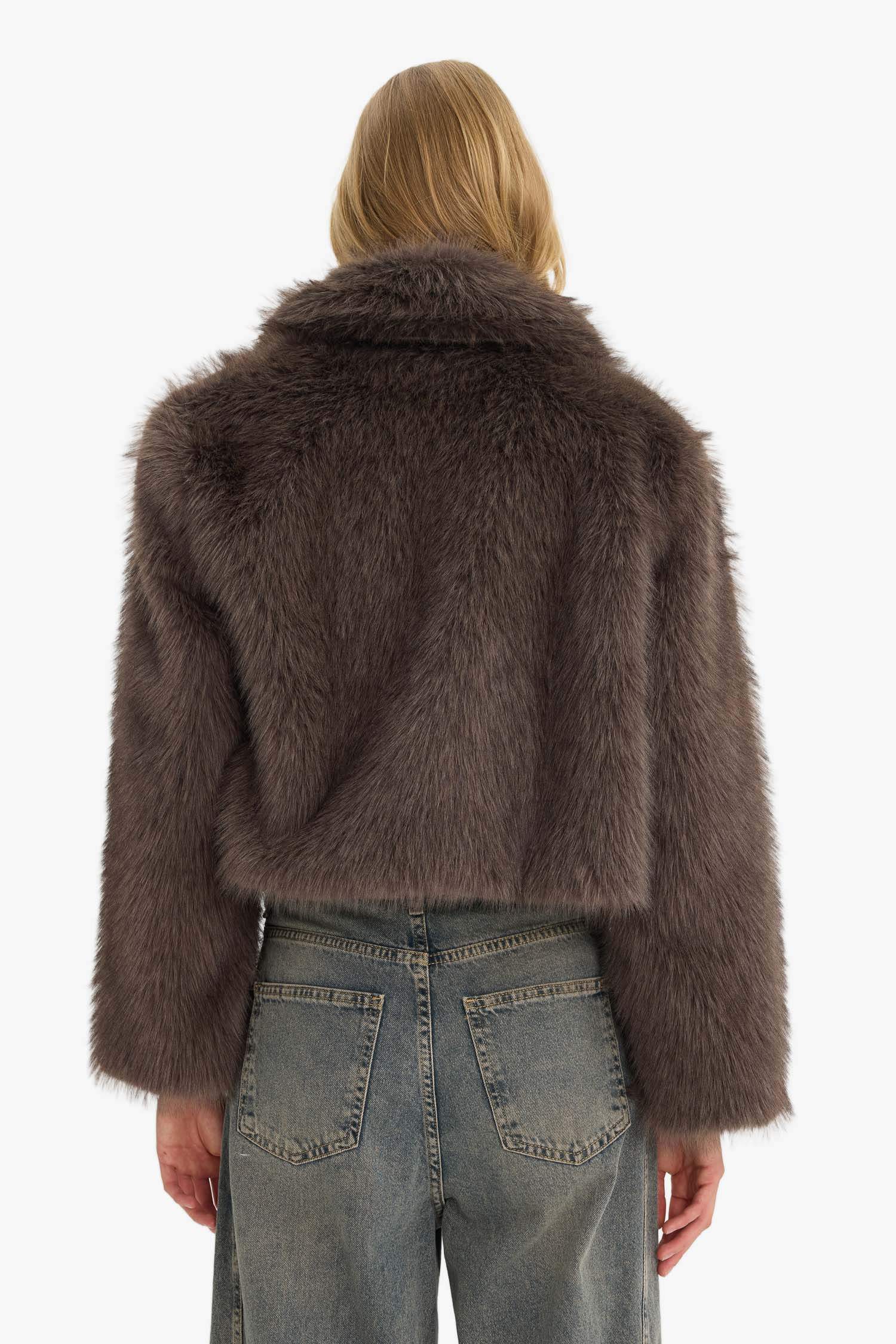 Regular Fit Short Faux Fur Jacket