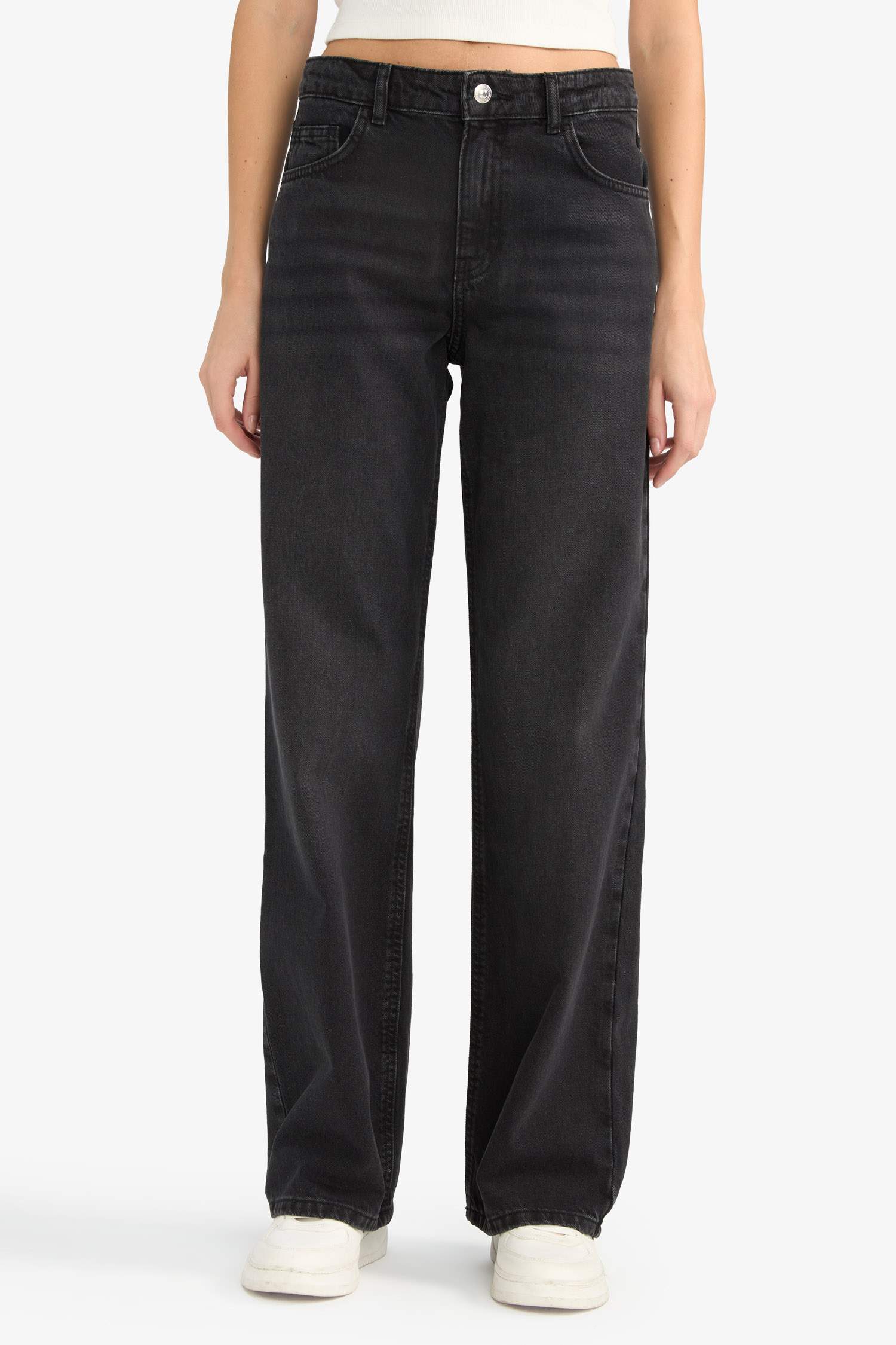 Straight Wide Yüksek Bel Uzun Jean Pantolon