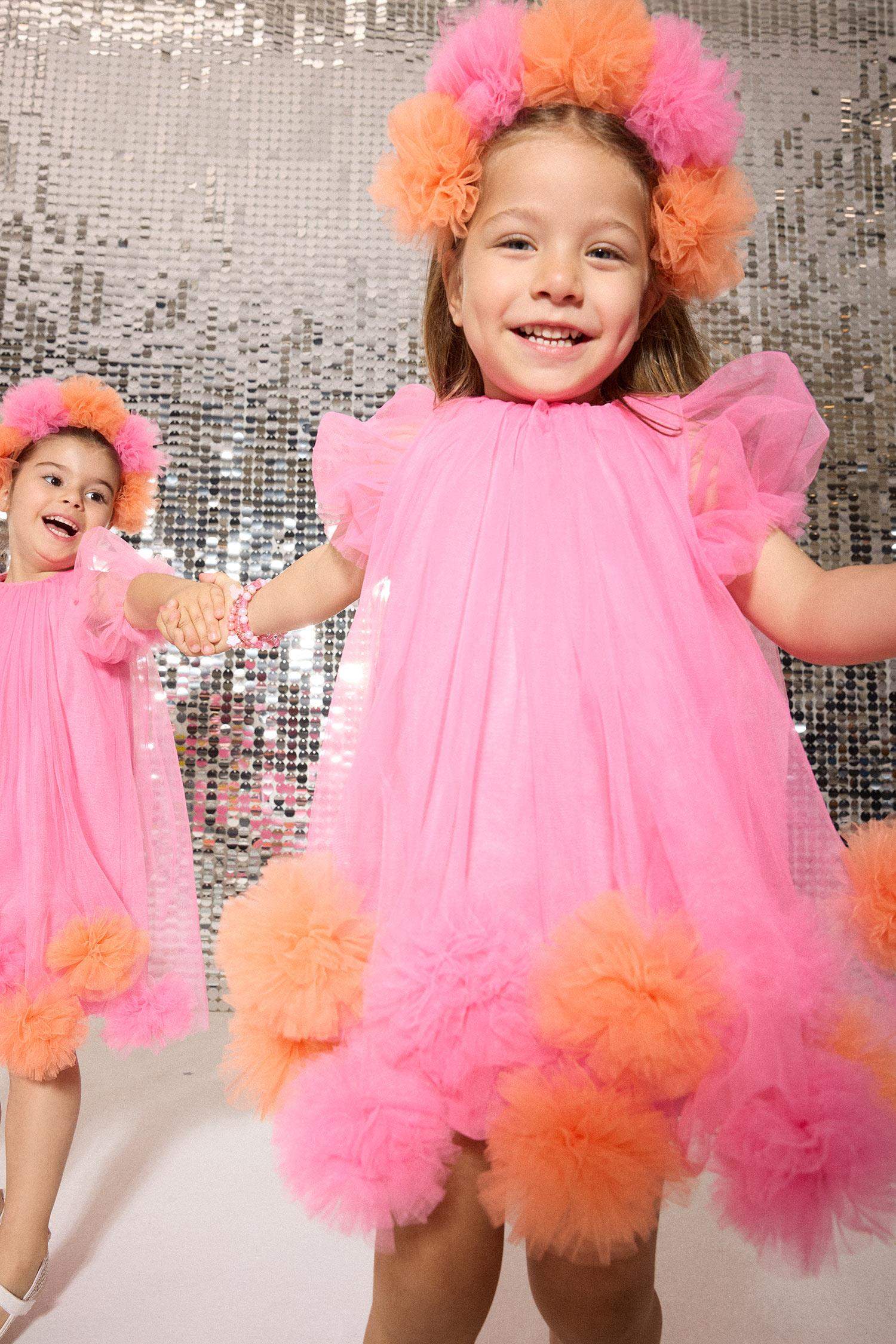 Le Mabelle x DeFacto Kız Bebek 2'li Takım Kısa Kollu Tül Elbise Taç