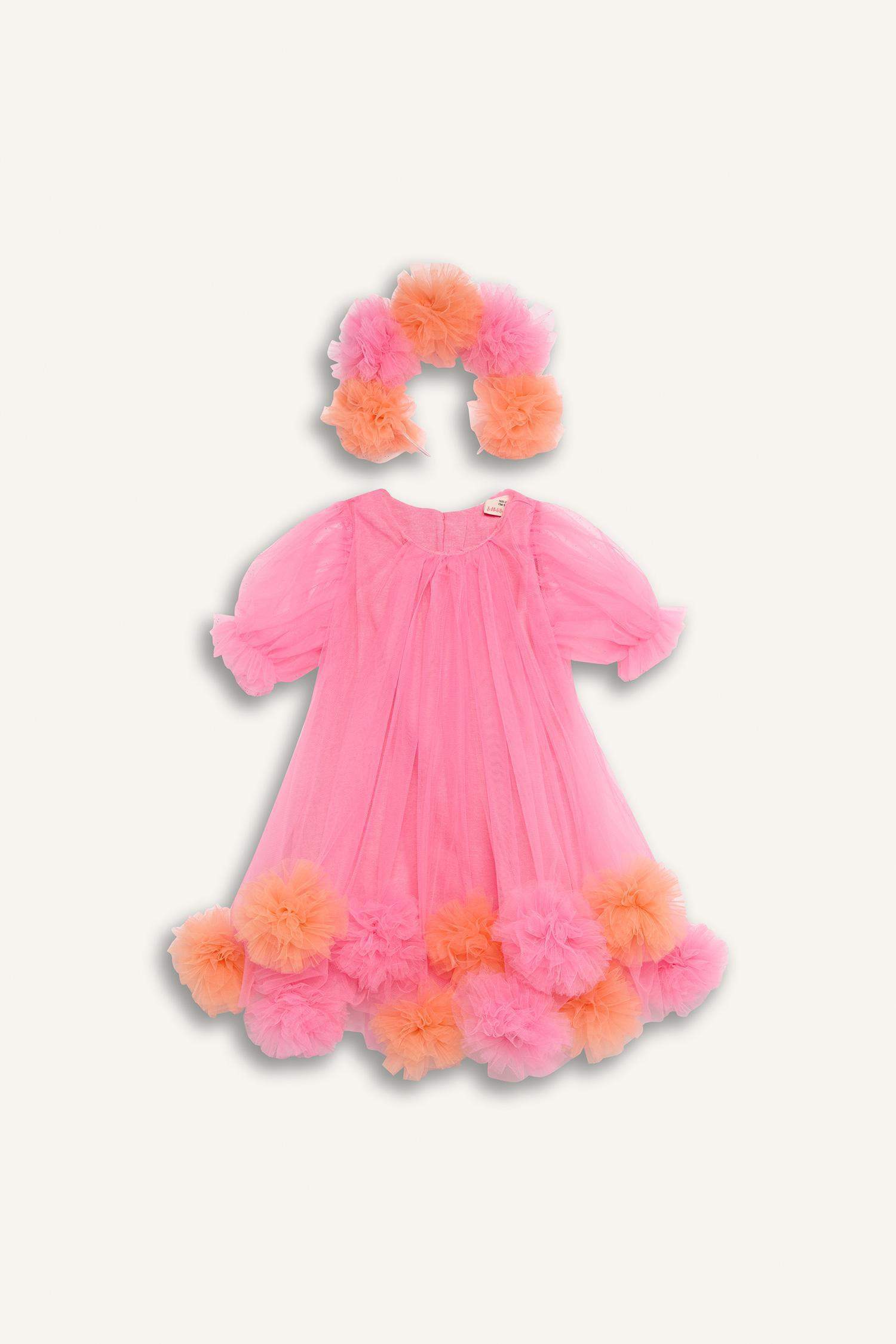 Le Mabelle x DeFacto Kız Bebek 2'li Takım Kısa Kollu Tül Elbise Taç