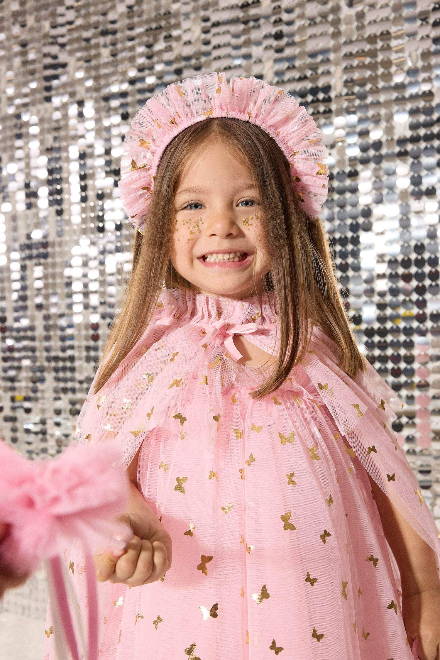 Le Mabelle x DeFacto Baby Girl Patterned Tulle Cape Crown Staff 3 Piece Set