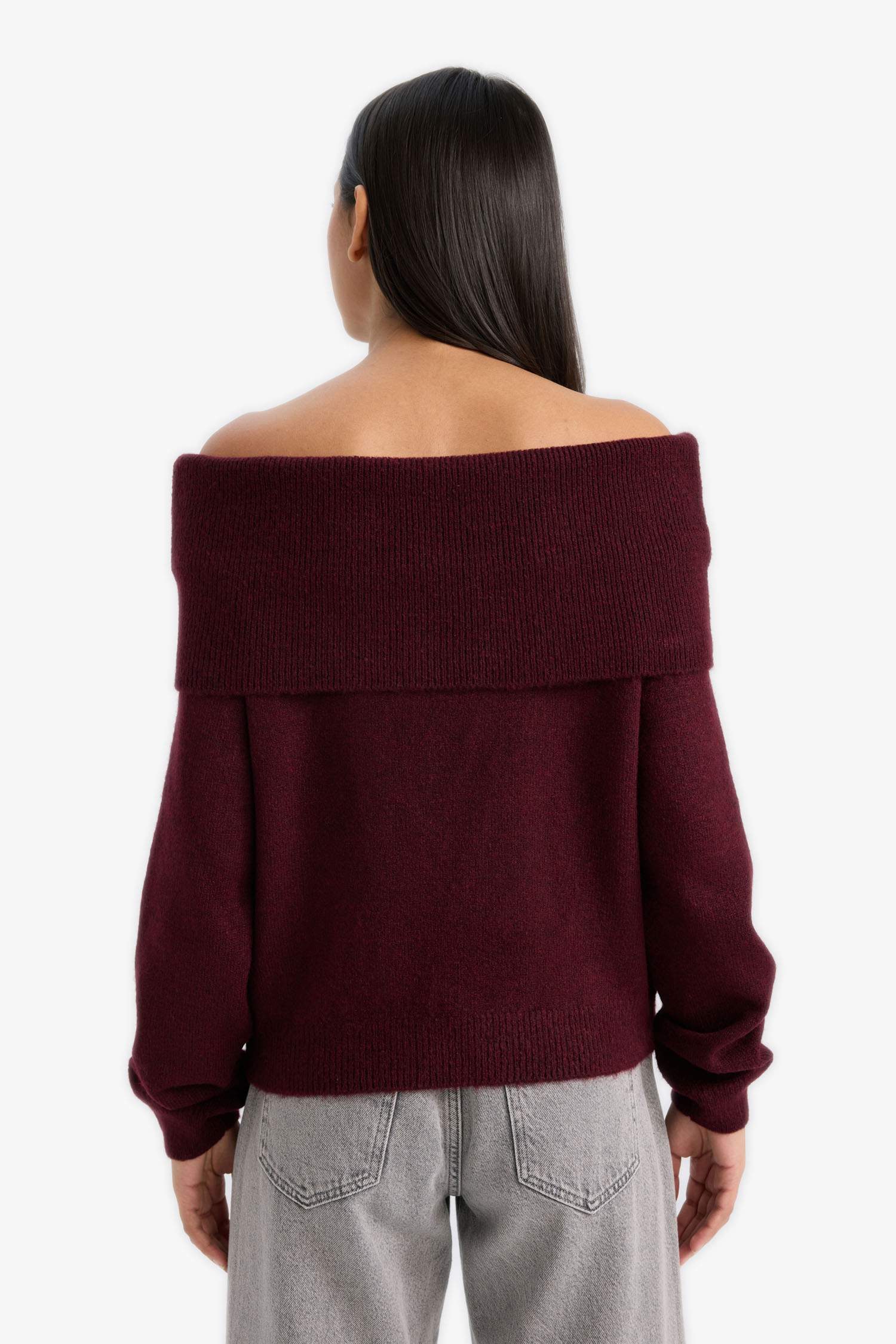 Regular Fit Açık Omuz Triko Kazak