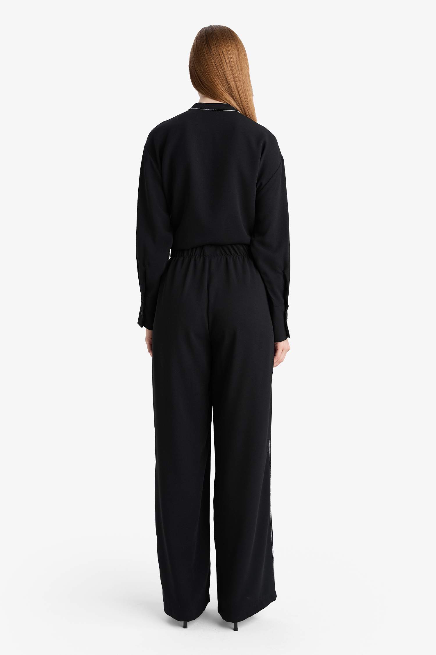 Wide Leg Crepe Trousers