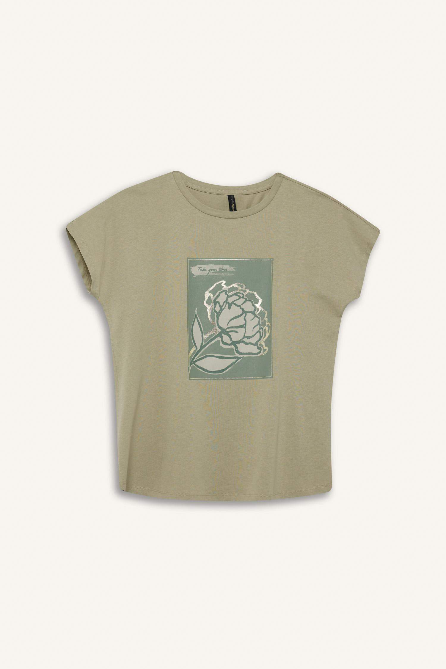 Crew Neck Floral Cotton Short Sleeve T-Shirt