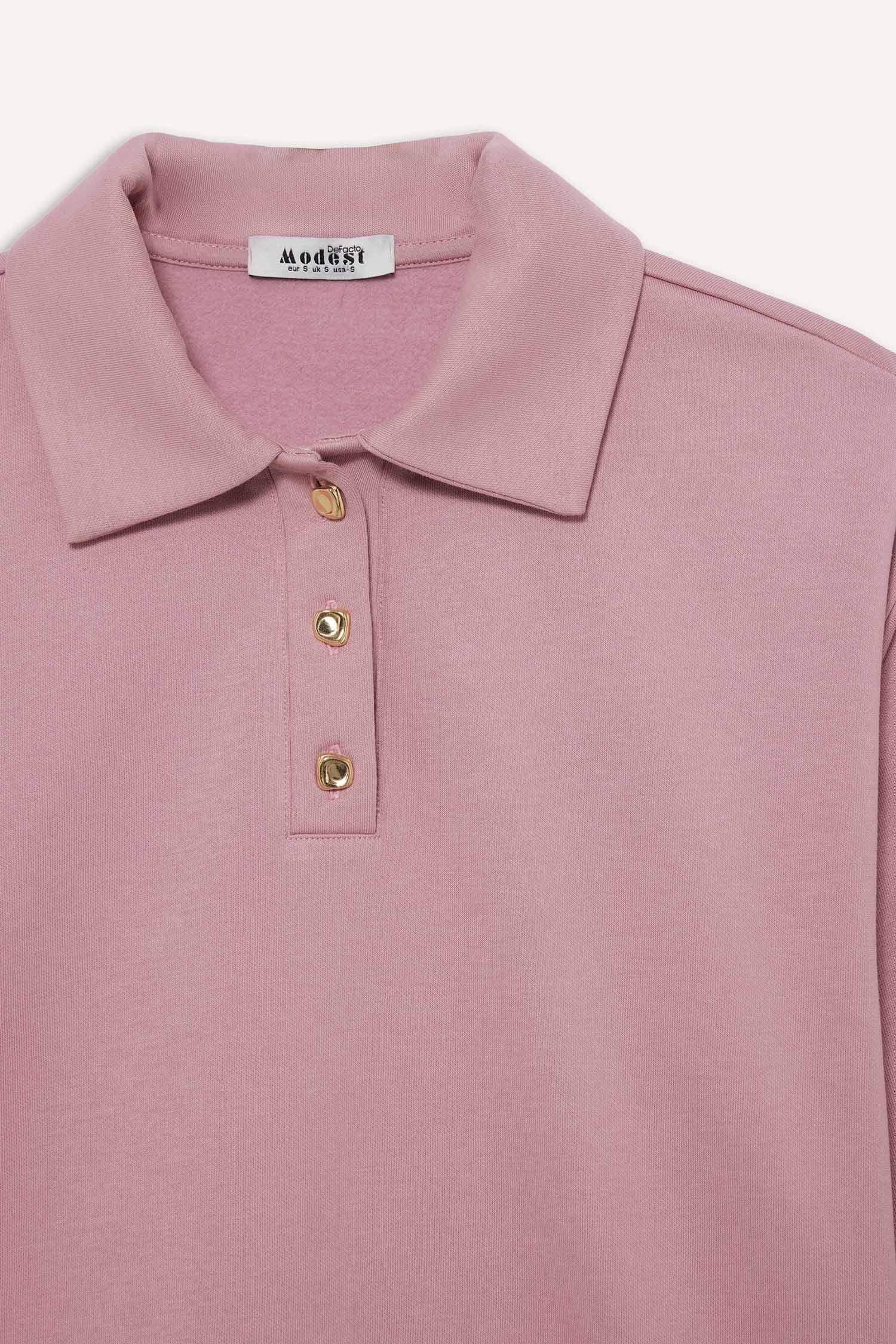 سويت شيرت طويل تقيل قصة عادية بياخة بولو وبطانة ناعمة