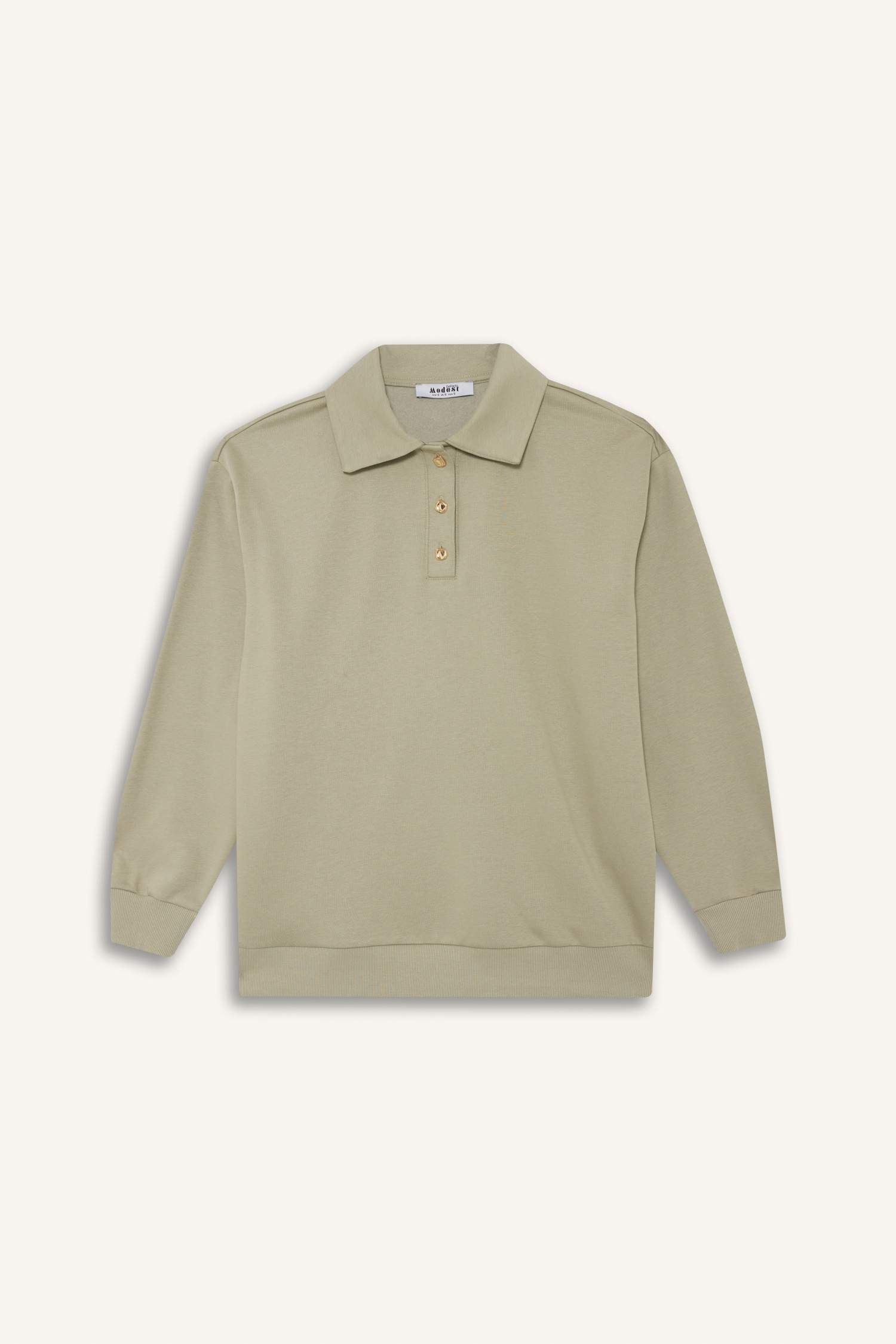 Regular Fit Polo Yaka İçi Yumuşak Tüylü Kalın Sweatshirt Tunik