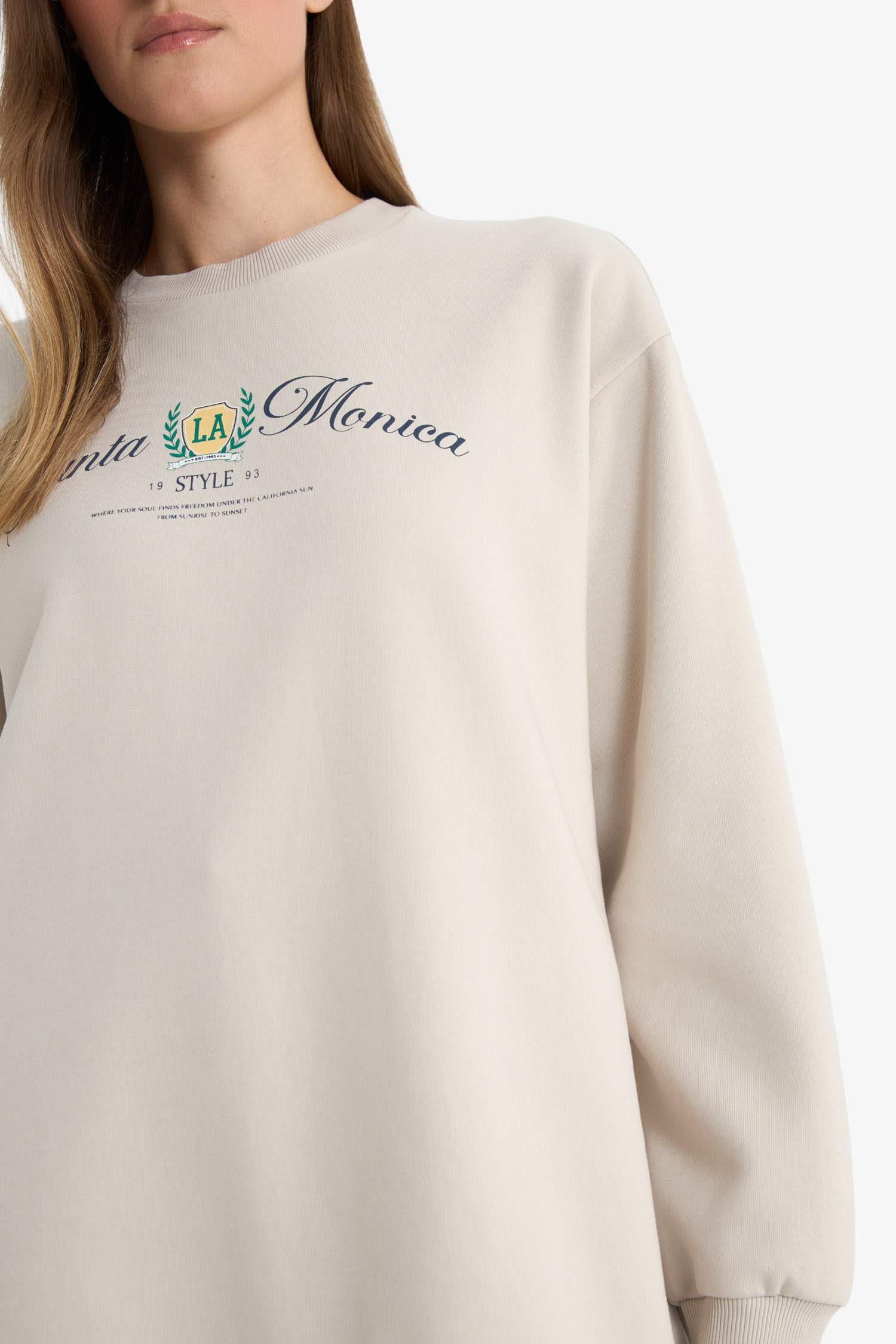 Regular Fit Crew Neck Printed Sweat Tunic