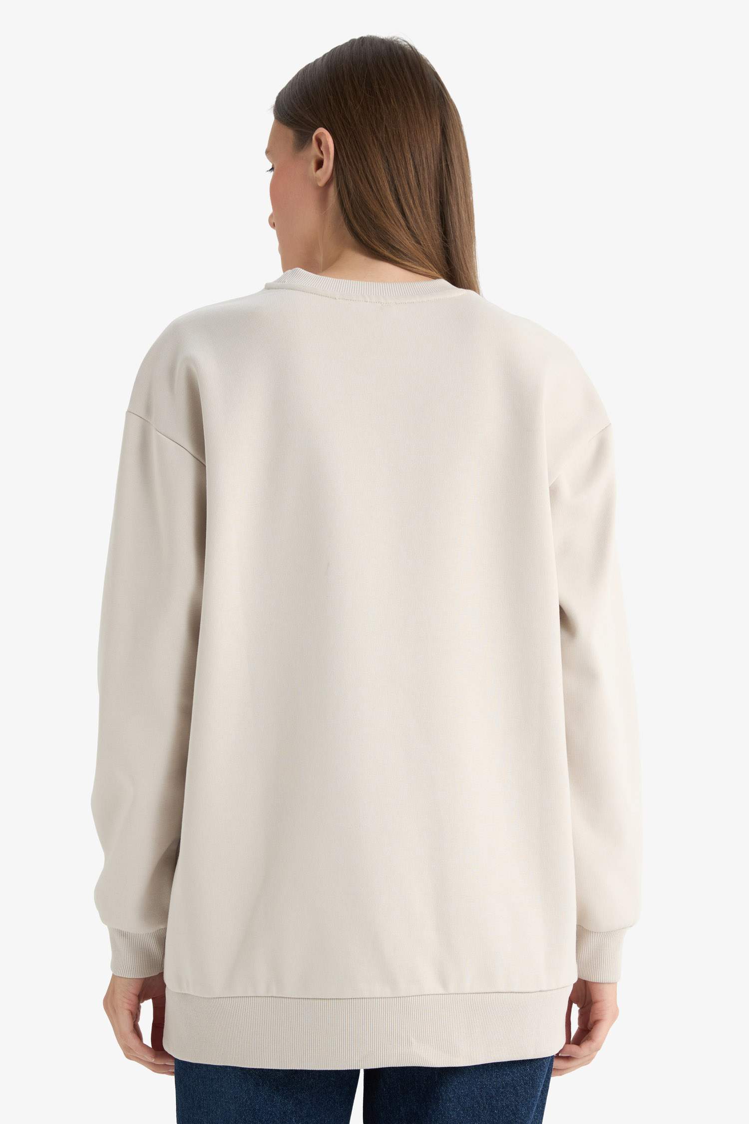 Regular Fit Crew Neck Printed Sweat Tunic