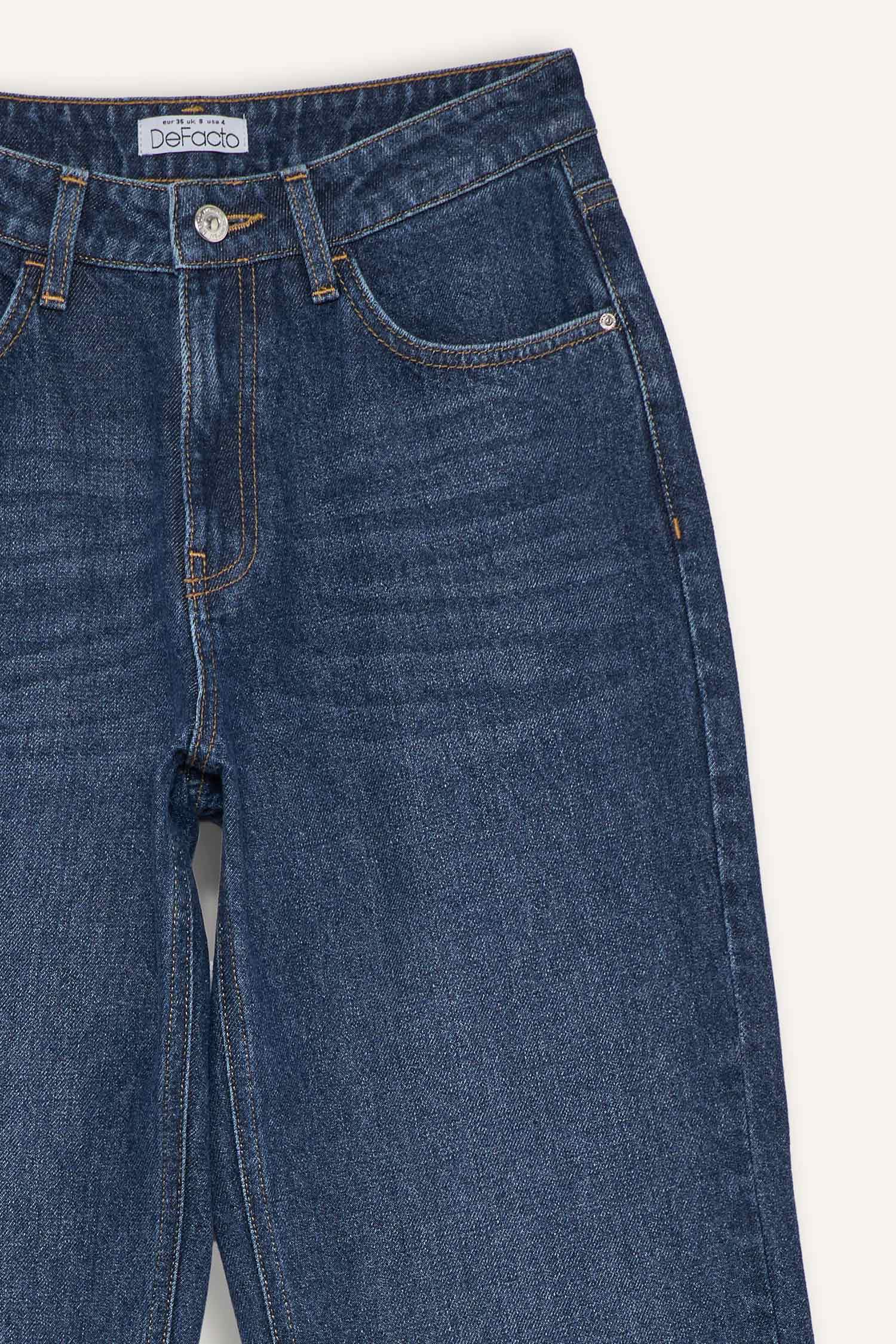 Straight Wide Yüksek Bel Düz Paça Uzun Jean Pantolon