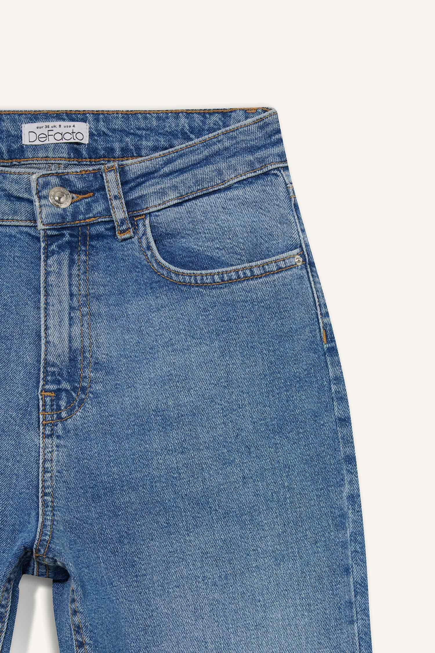 بنطرون جينز ماري فينتج قصة مستقيمة وخصر عالي