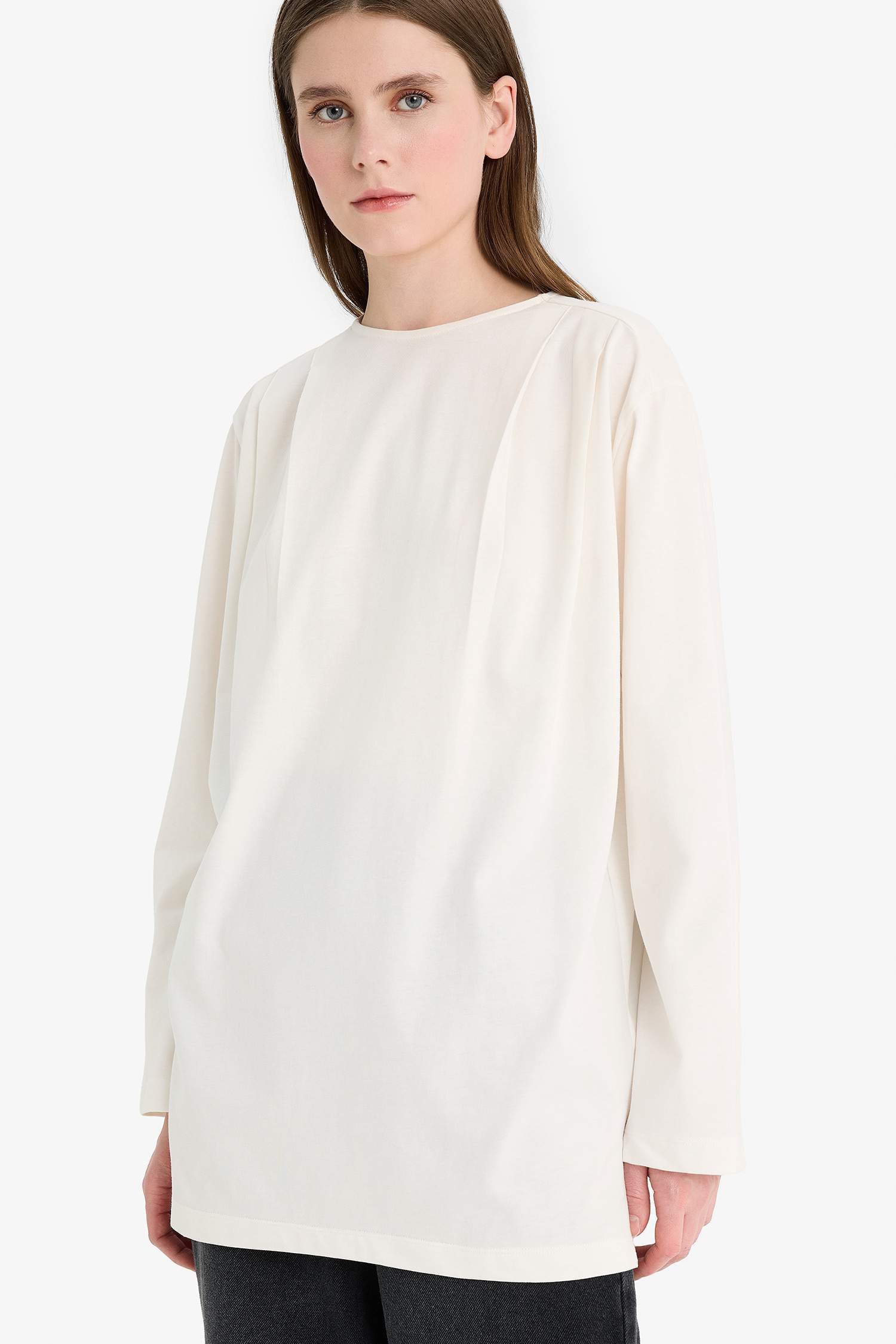 Regular Fit Bisiklet Yaka Uzun Kollu Tunik