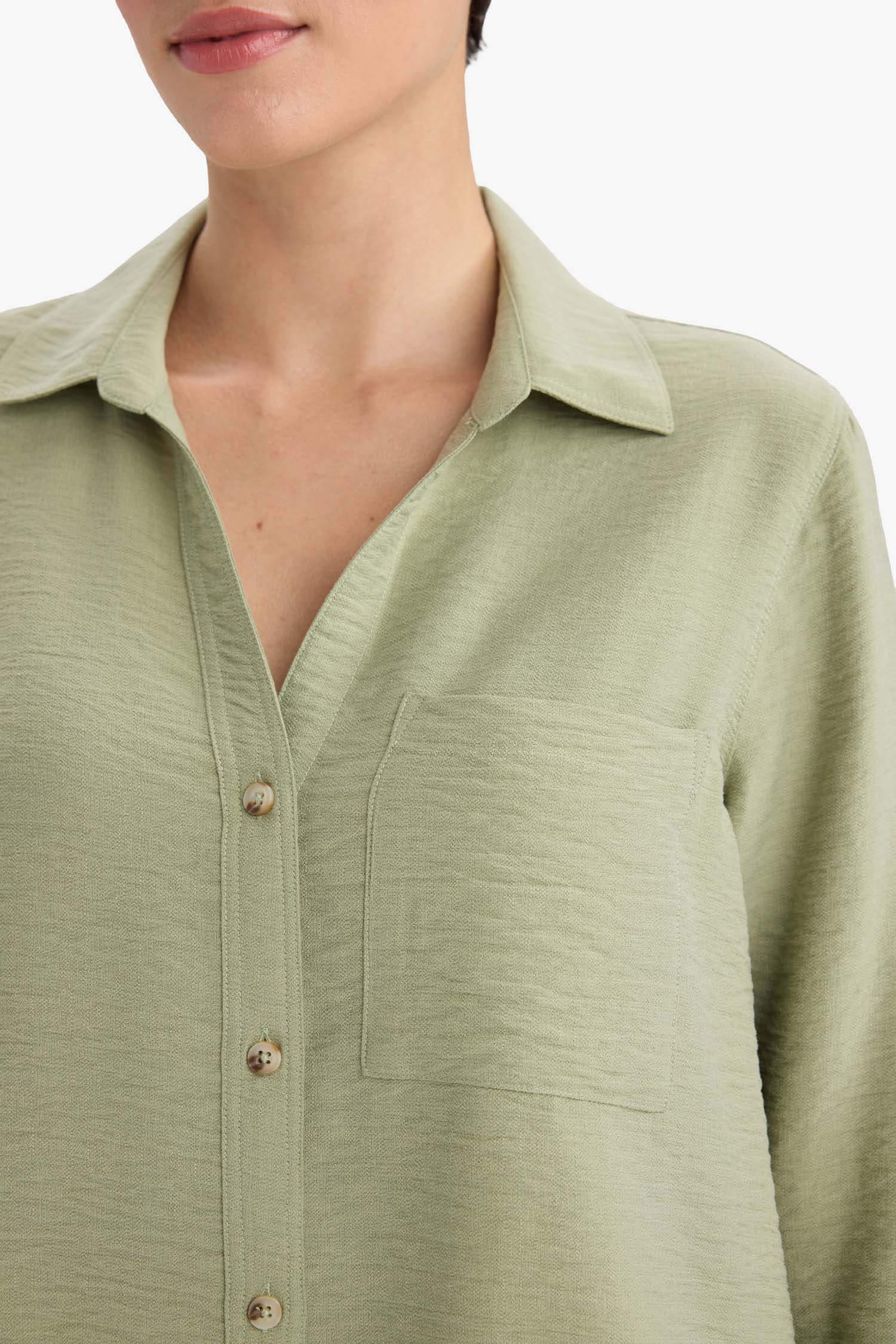 Regular Fit Shirt Collar Long Sleeve Shirt