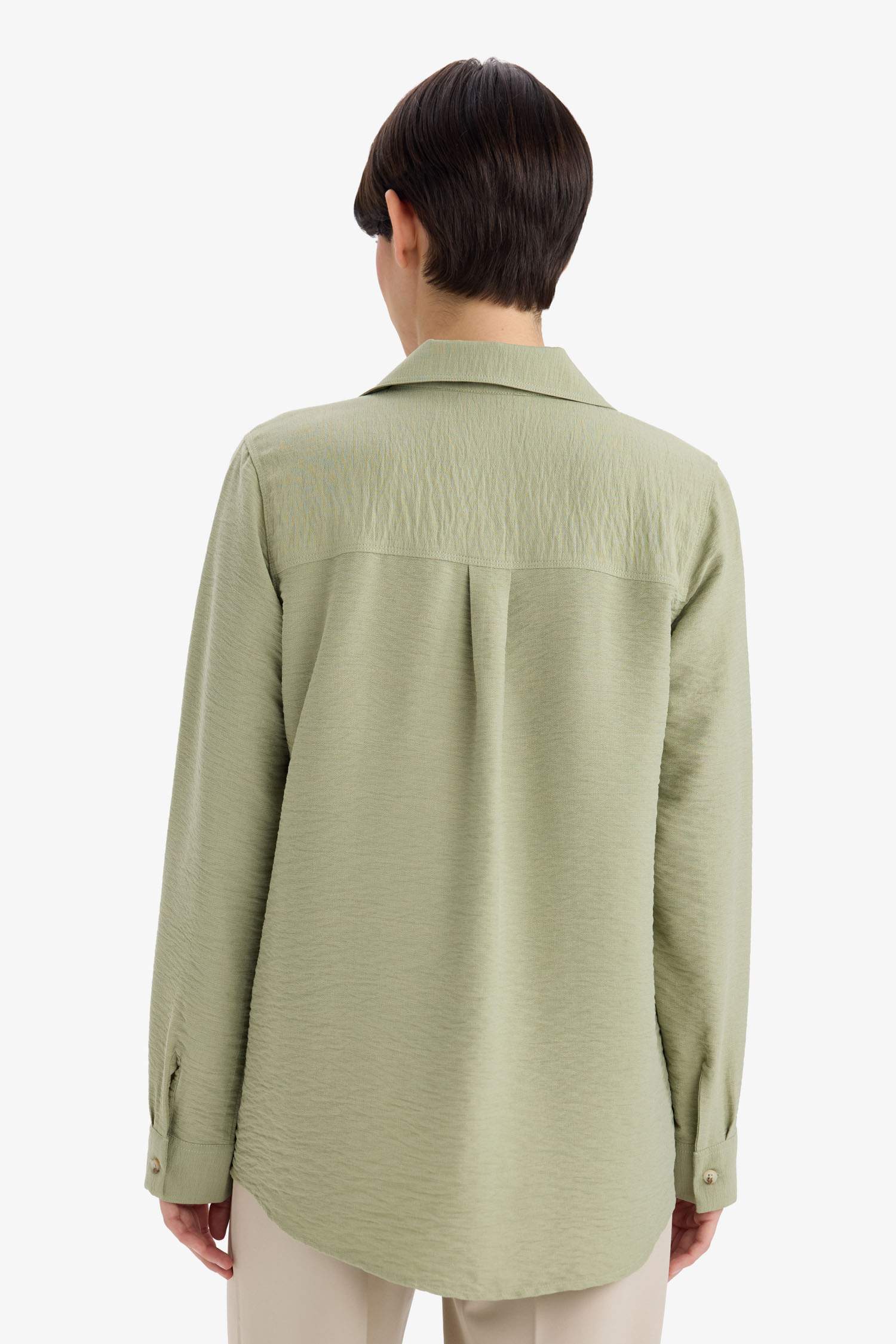 Regular Fit Shirt Collar Long Sleeve Shirt