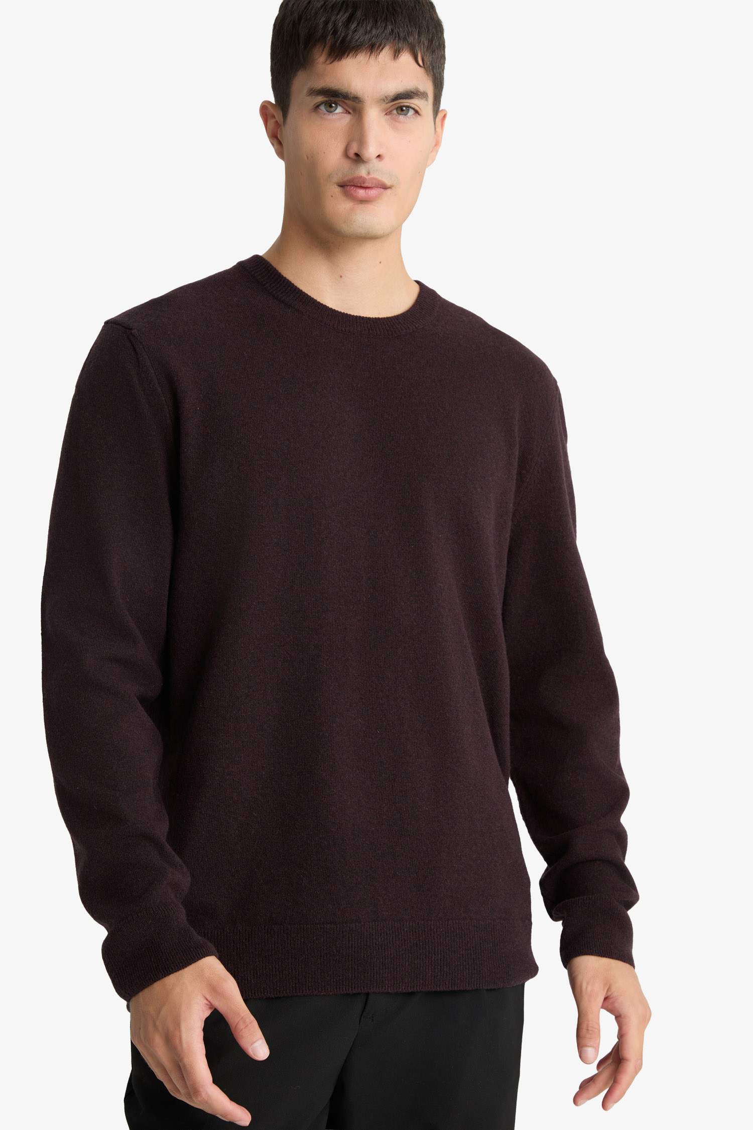 %100 Yün Standart Fit Bisiklet Yaka Kazak