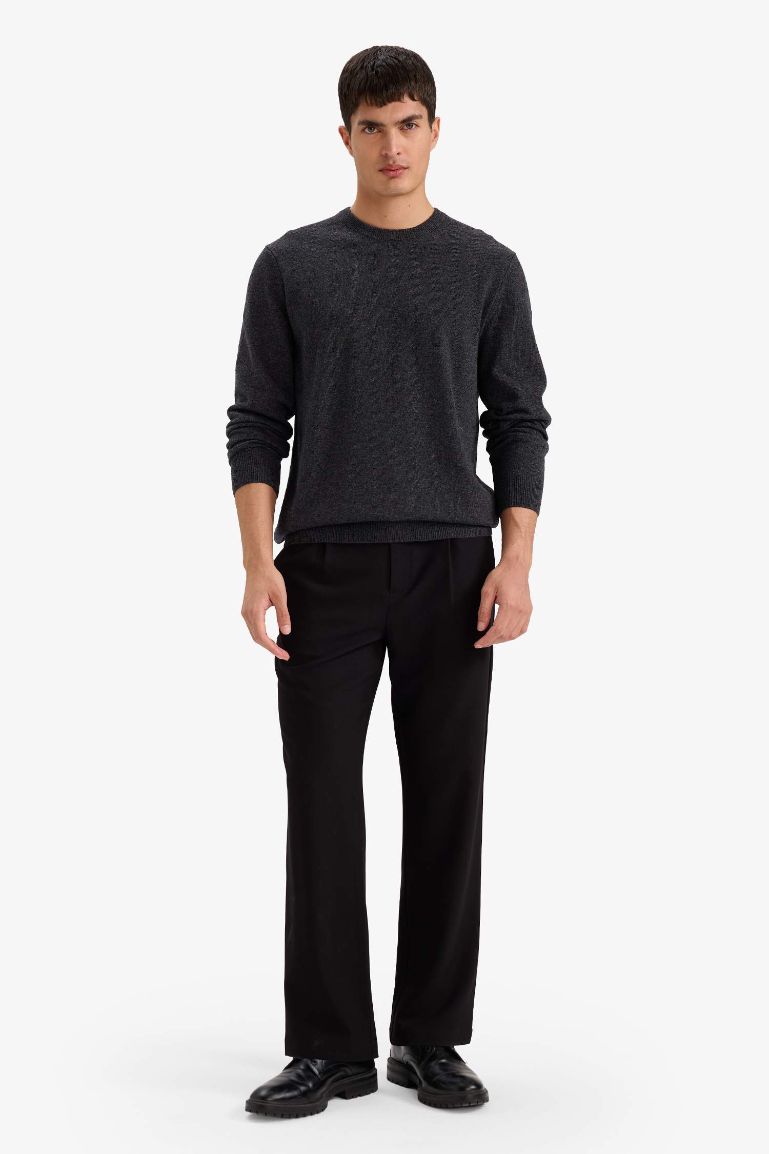 Yün-Kaşmir Standart Fit Bisiklet Yaka Kazak