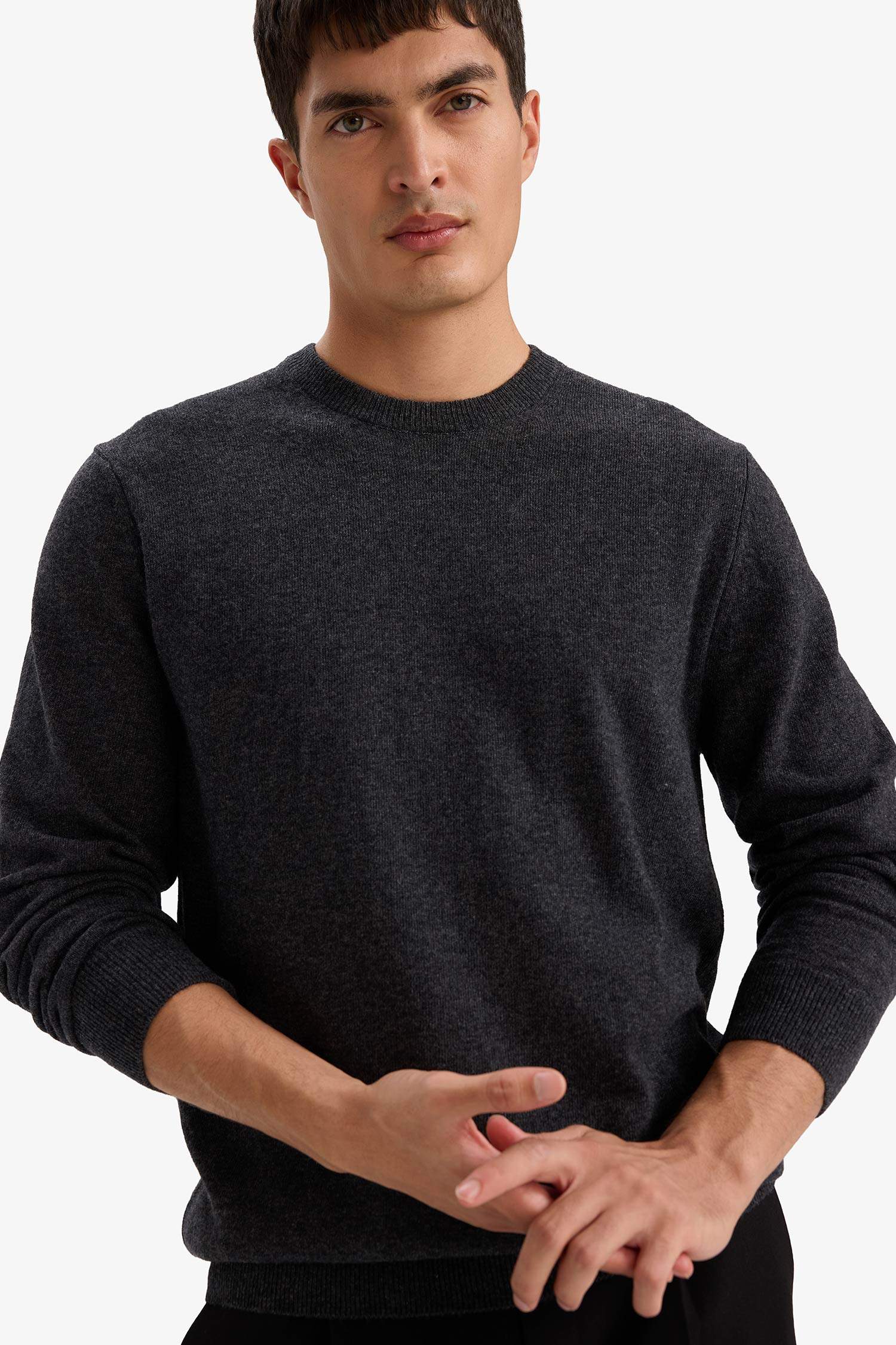 Yün-Kaşmir Standart Fit Bisiklet Yaka Kazak