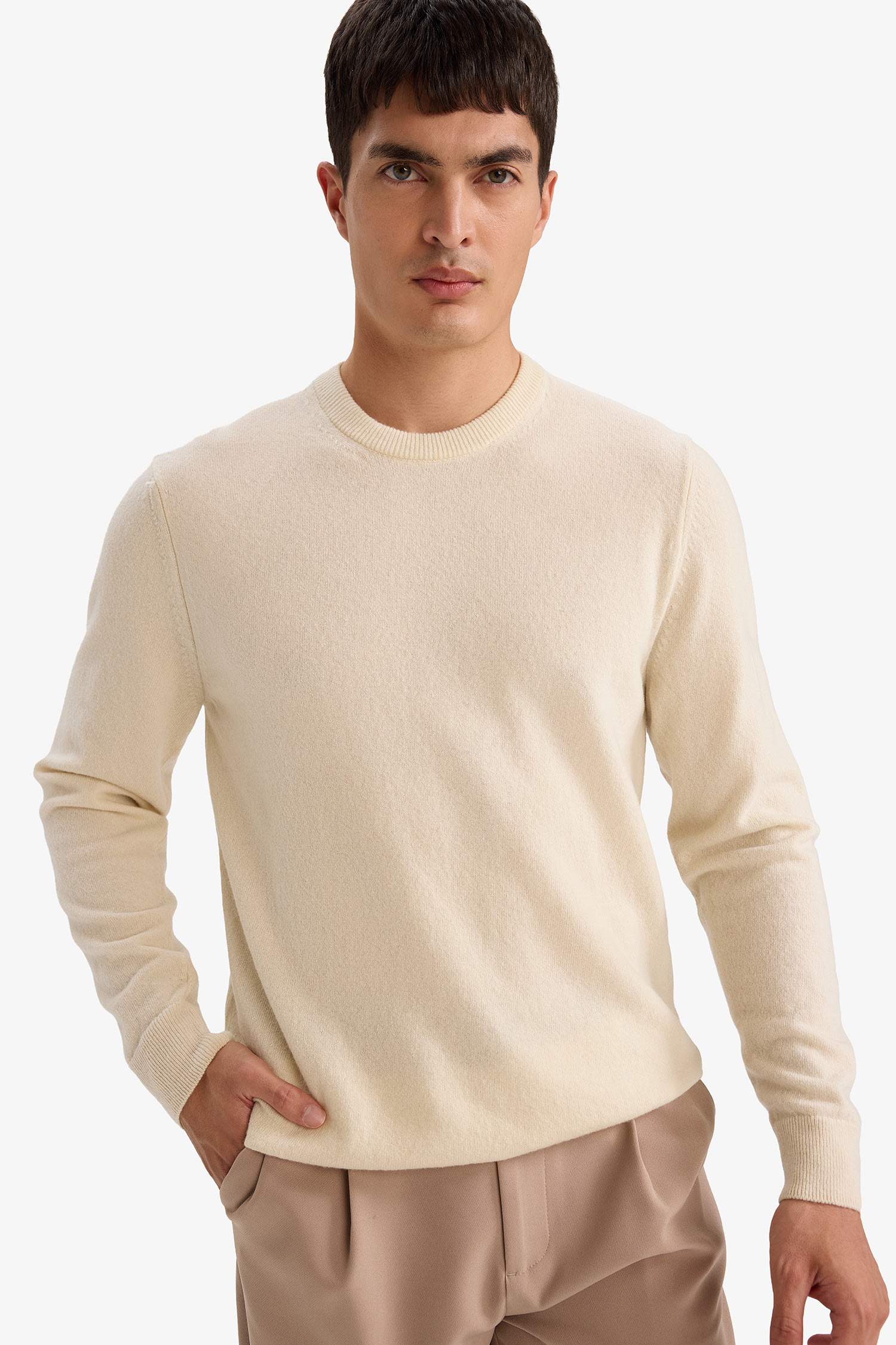 Yün-Kaşmir Standart Fit Bisiklet Yaka Kazak