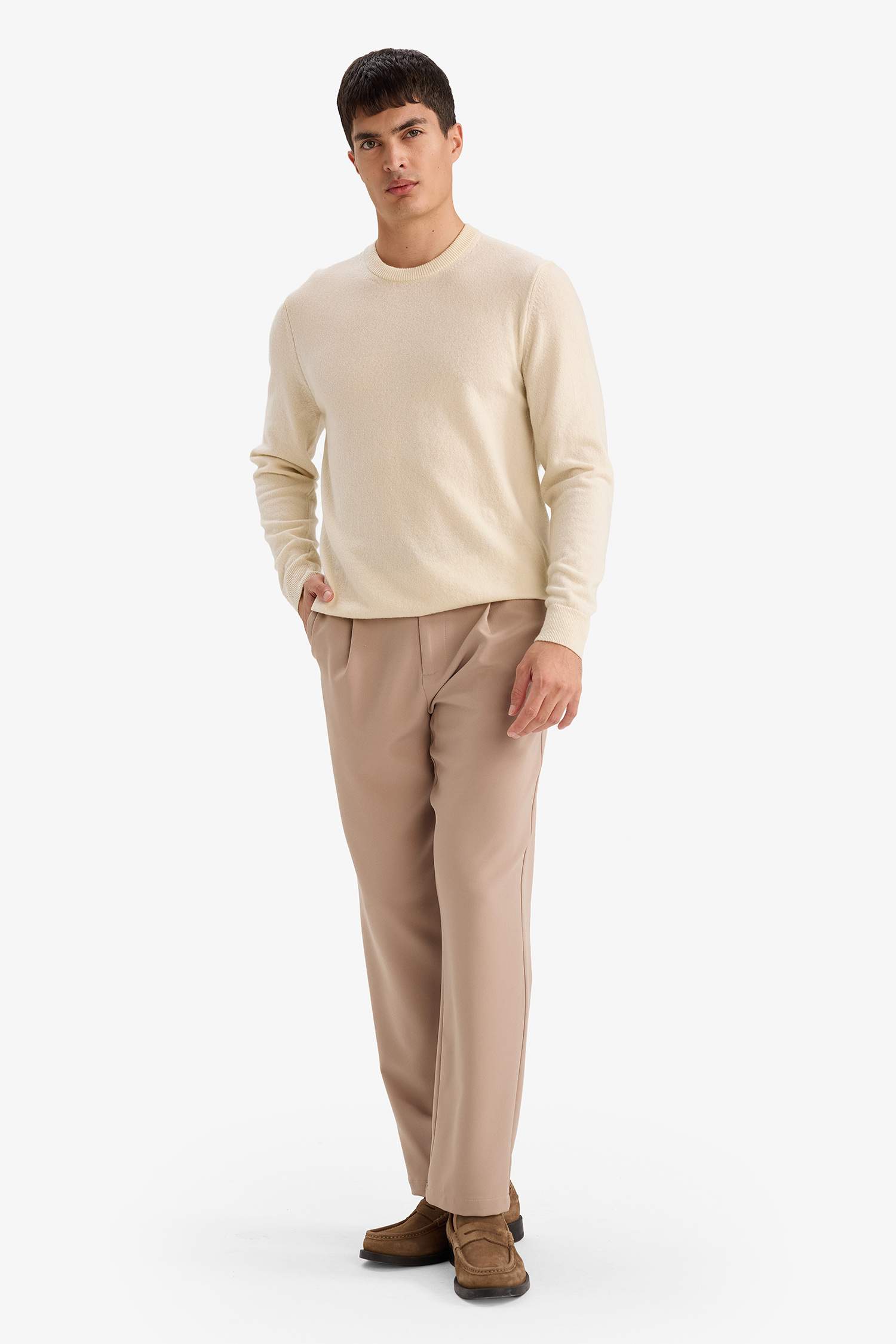 Yün-Kaşmir Standart Fit Bisiklet Yaka Kazak