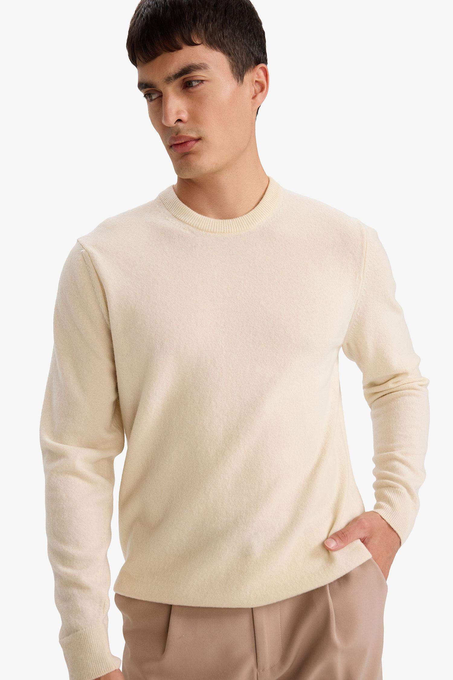 Wool Cashmere Standard Fit Crew Neck Pullover