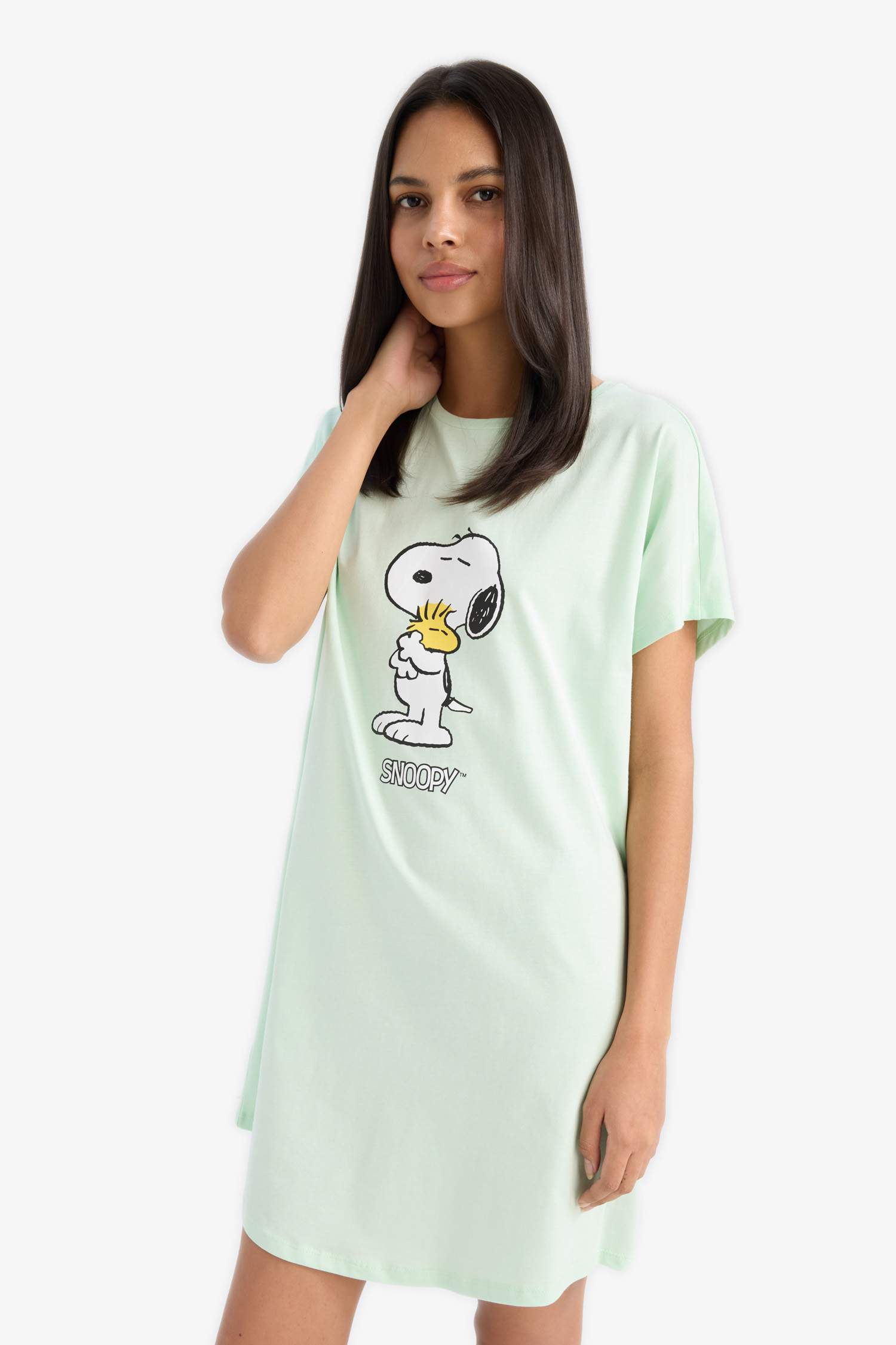 Snoopy Bisiklet Yaka Kısa Kollu Gecelik-Fall in Love