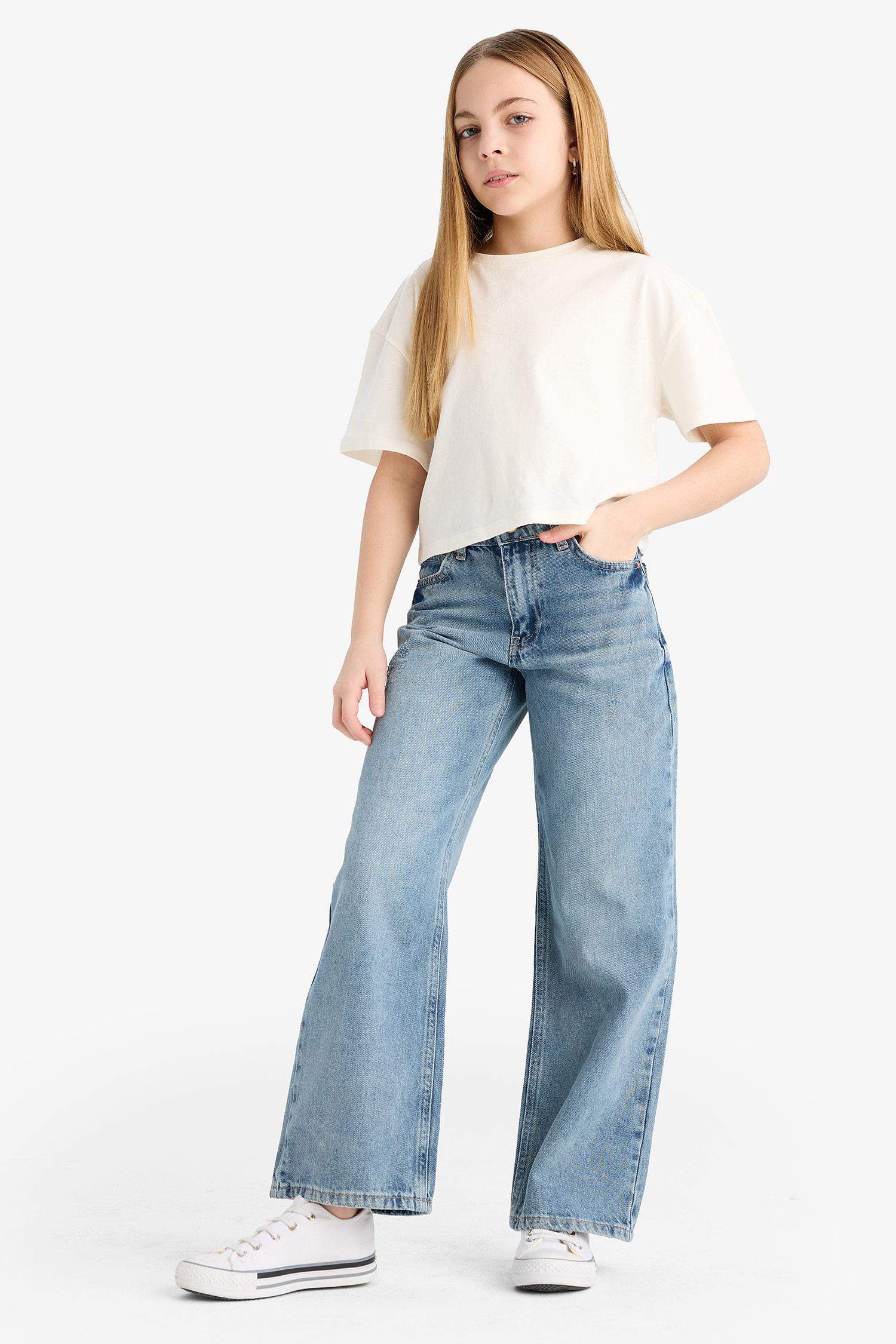 Kız Çocuk Straight Wide Jean Pantolon