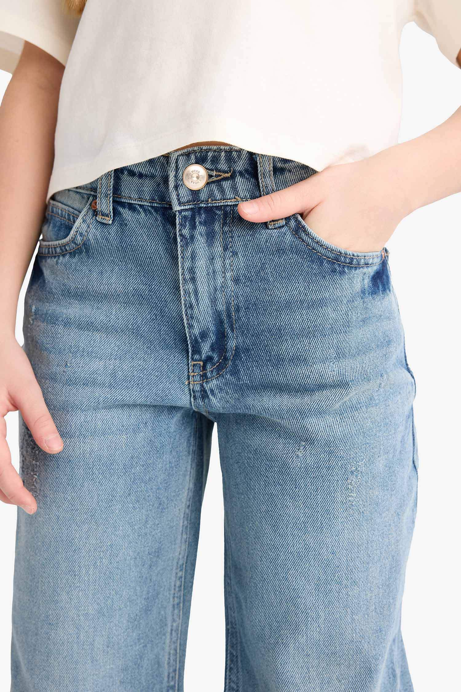 Kız Çocuk Straight Wide Jean Pantolon