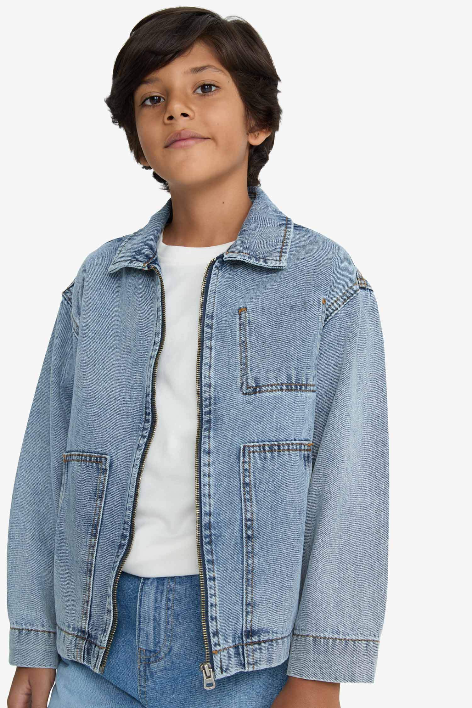 Erkek Çocuk Polo Yaka Denim Ceket