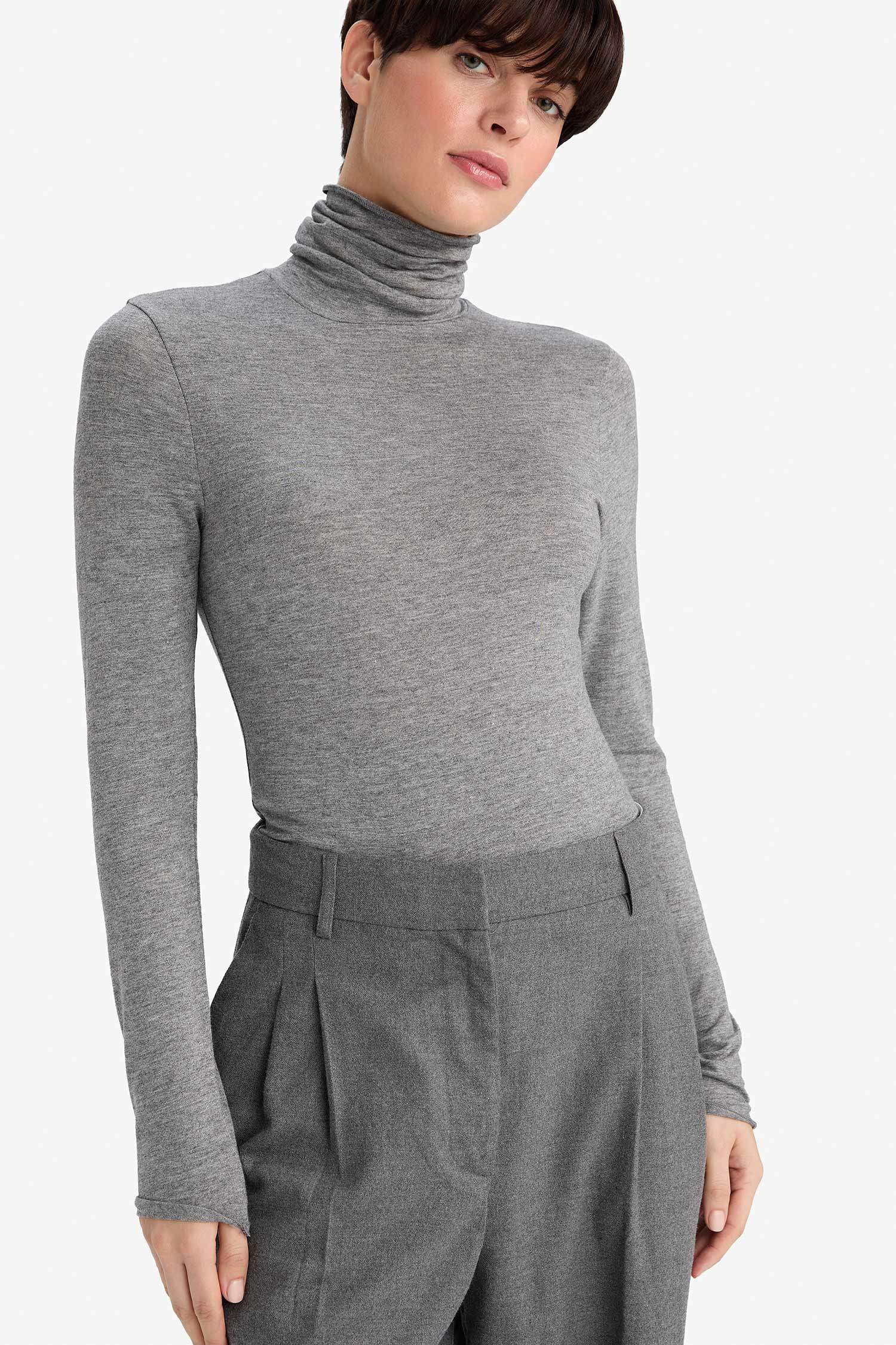 Modal Kaşmir Yumuşak Dokulu Balıkçı Yaka Uzun Kollu Üst-Fall in Love