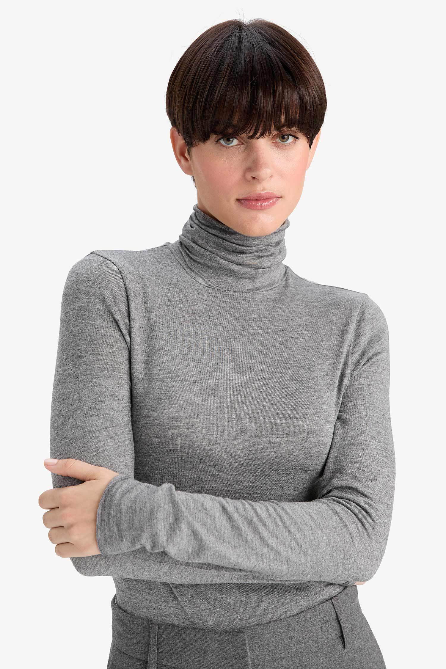 Modal Kaşmir Yumuşak Dokulu Balıkçı Yaka Uzun Kollu Üst-Fall in Love