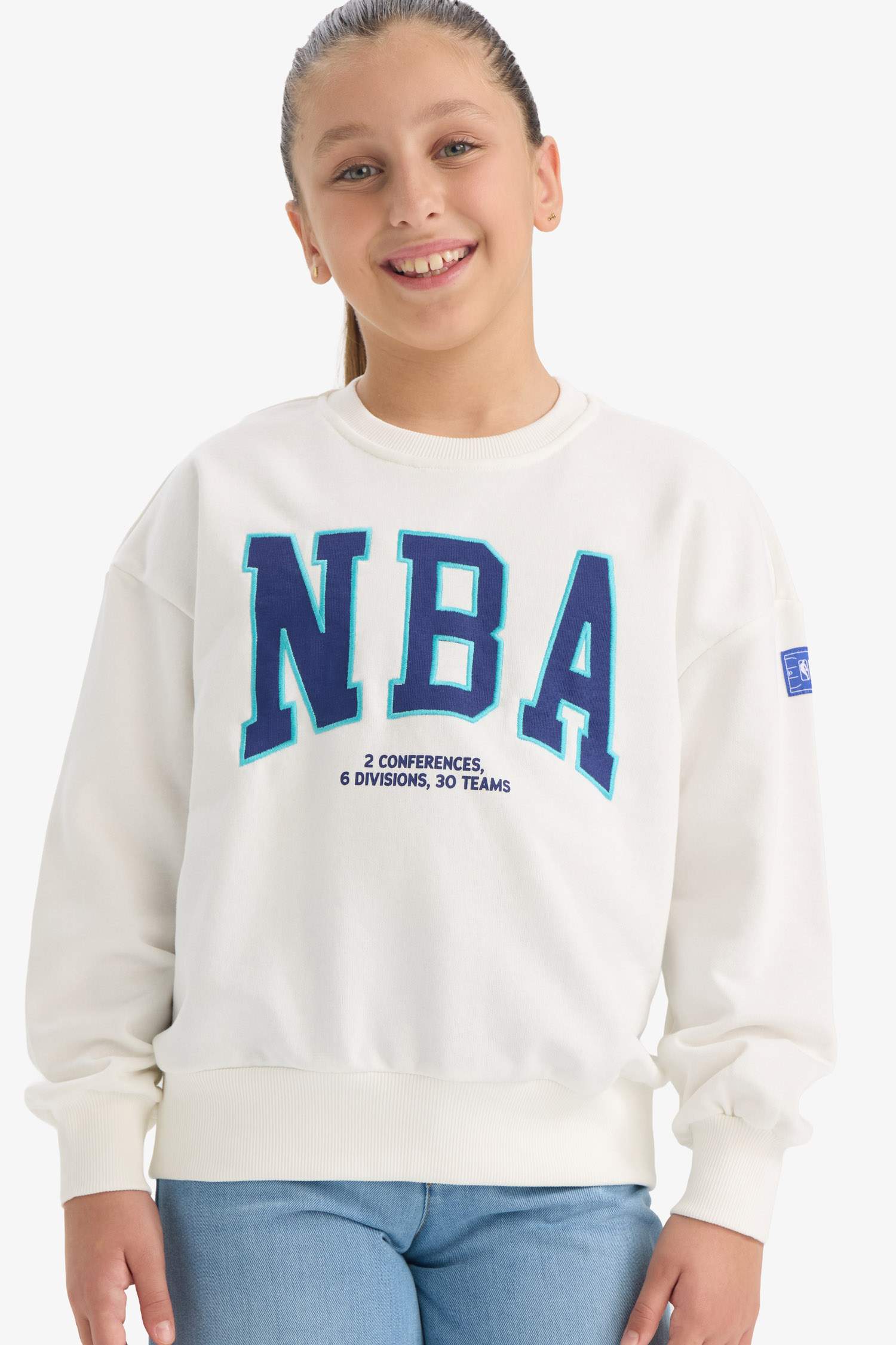 Kız Çocuk NBA Wordmark Oversize Geniş Kalıp Bisiklet Yaka Sweatshirt