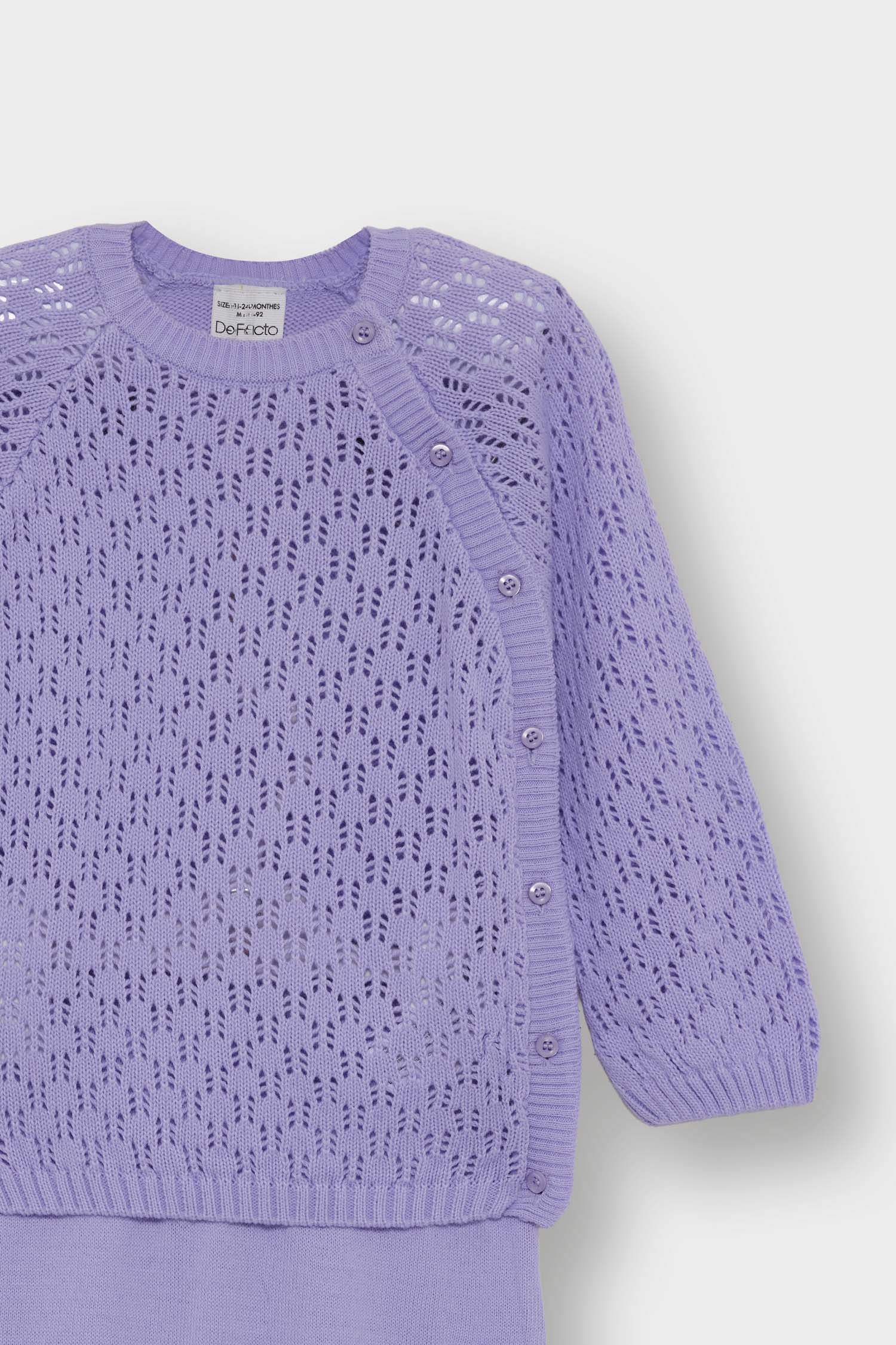 Kız Bebek 2'li Takım Ajurlu Triko Kazak Alt