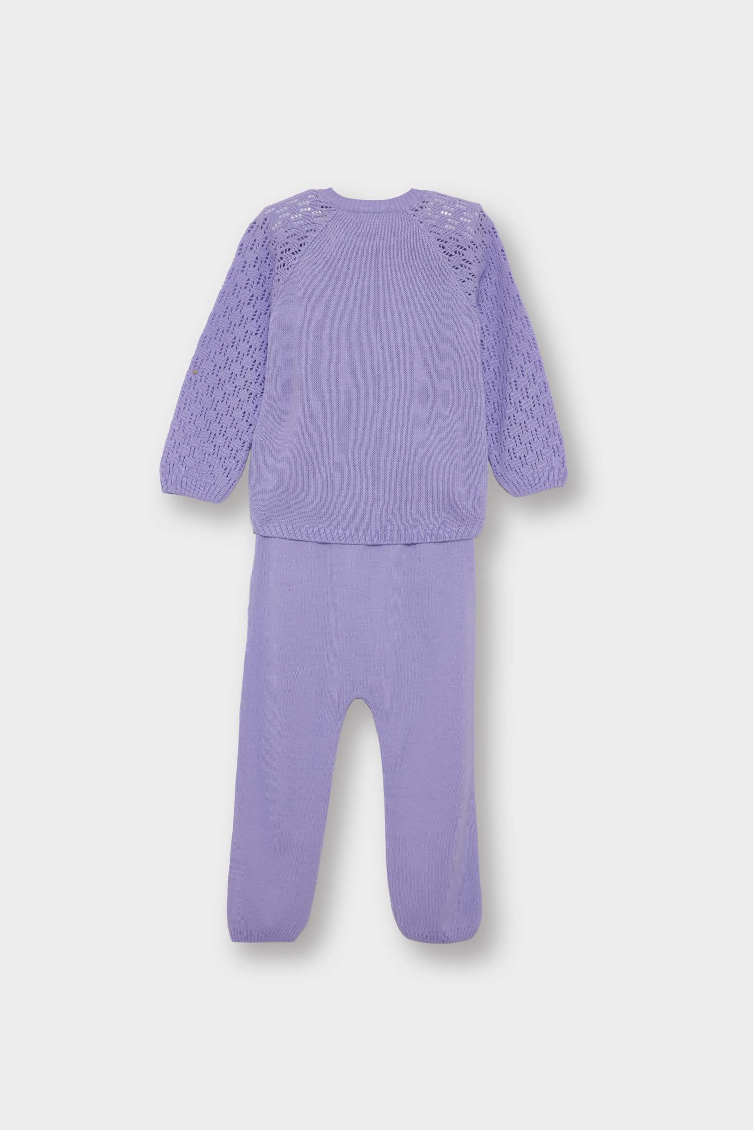 Kız Bebek 2'li Takım Ajurlu Triko Kazak Alt