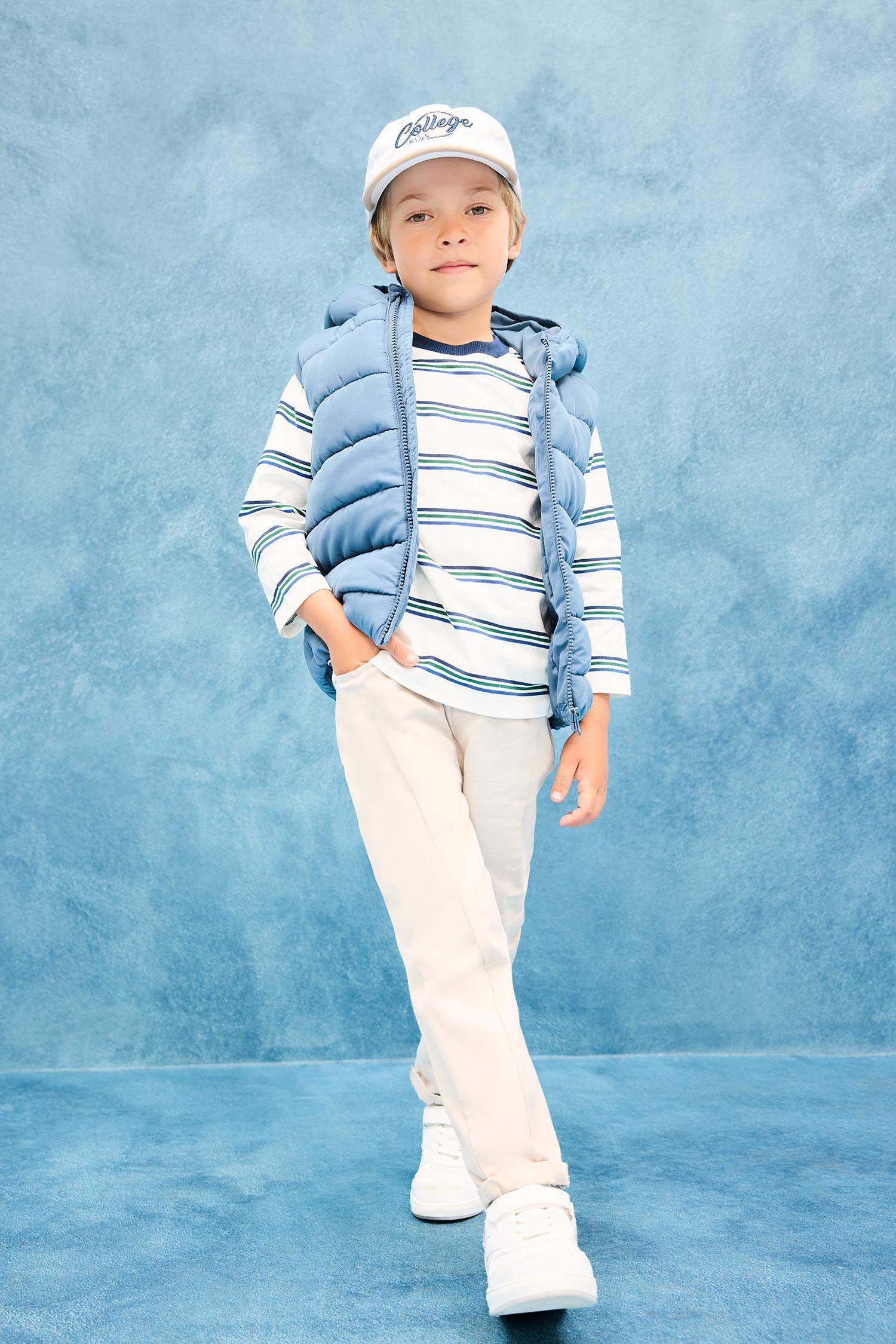 تيشيرت بيبي اولادي مخطط كم طويل قصة عادية بياقة مستديرة