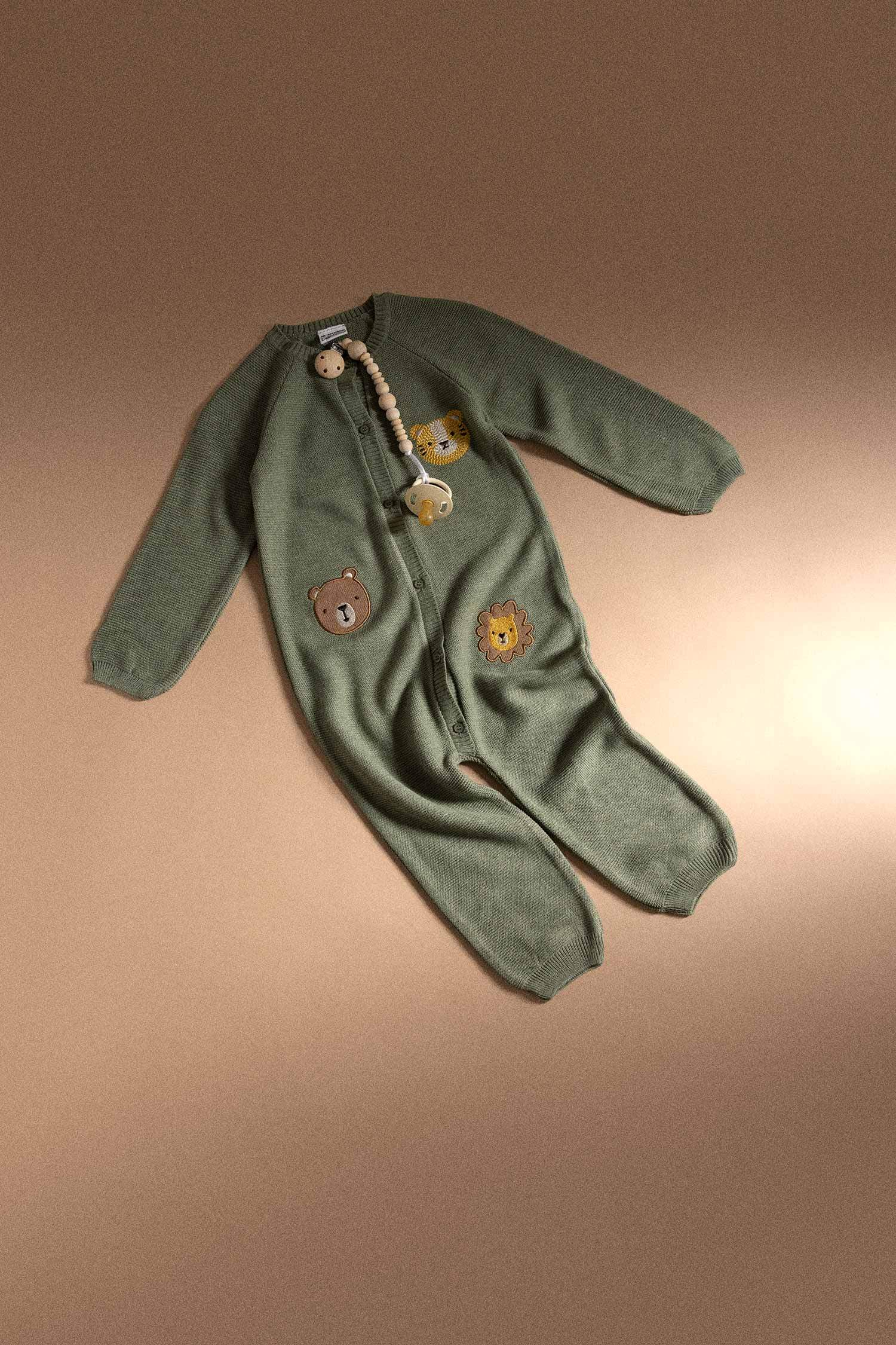 Knitwear Regular Fit Crew Neck Animal Jumpsuit