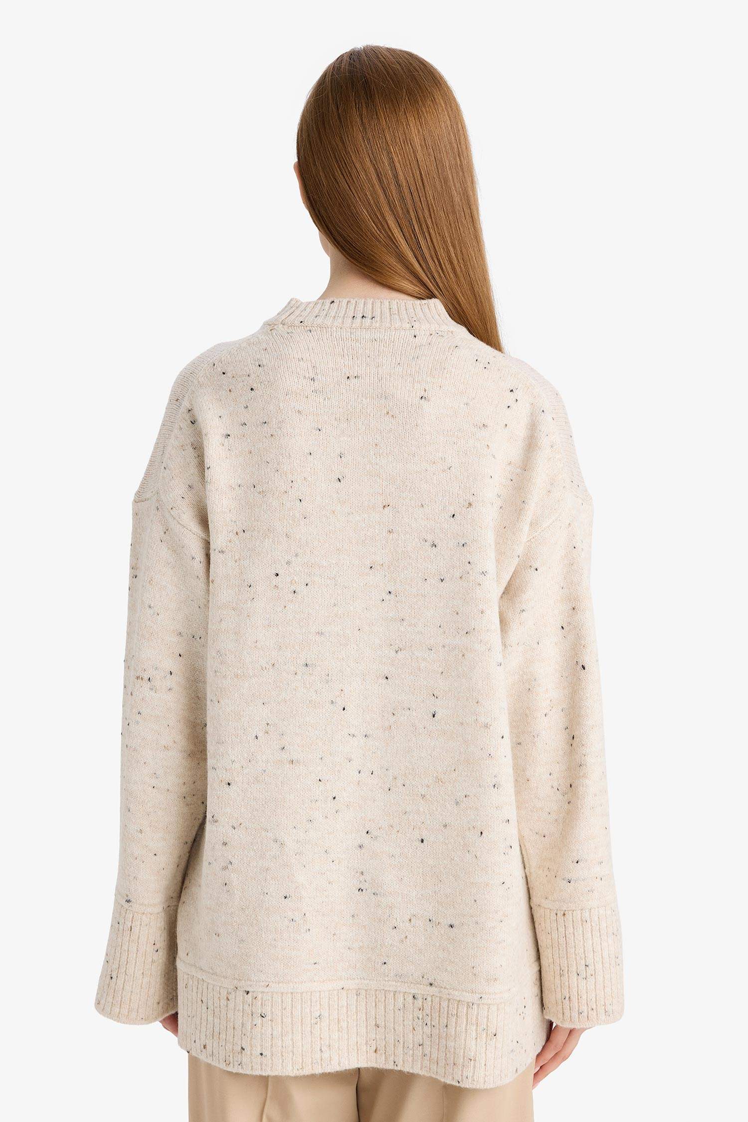 Loose Fit Bisiklet Yaka Triko Tunik