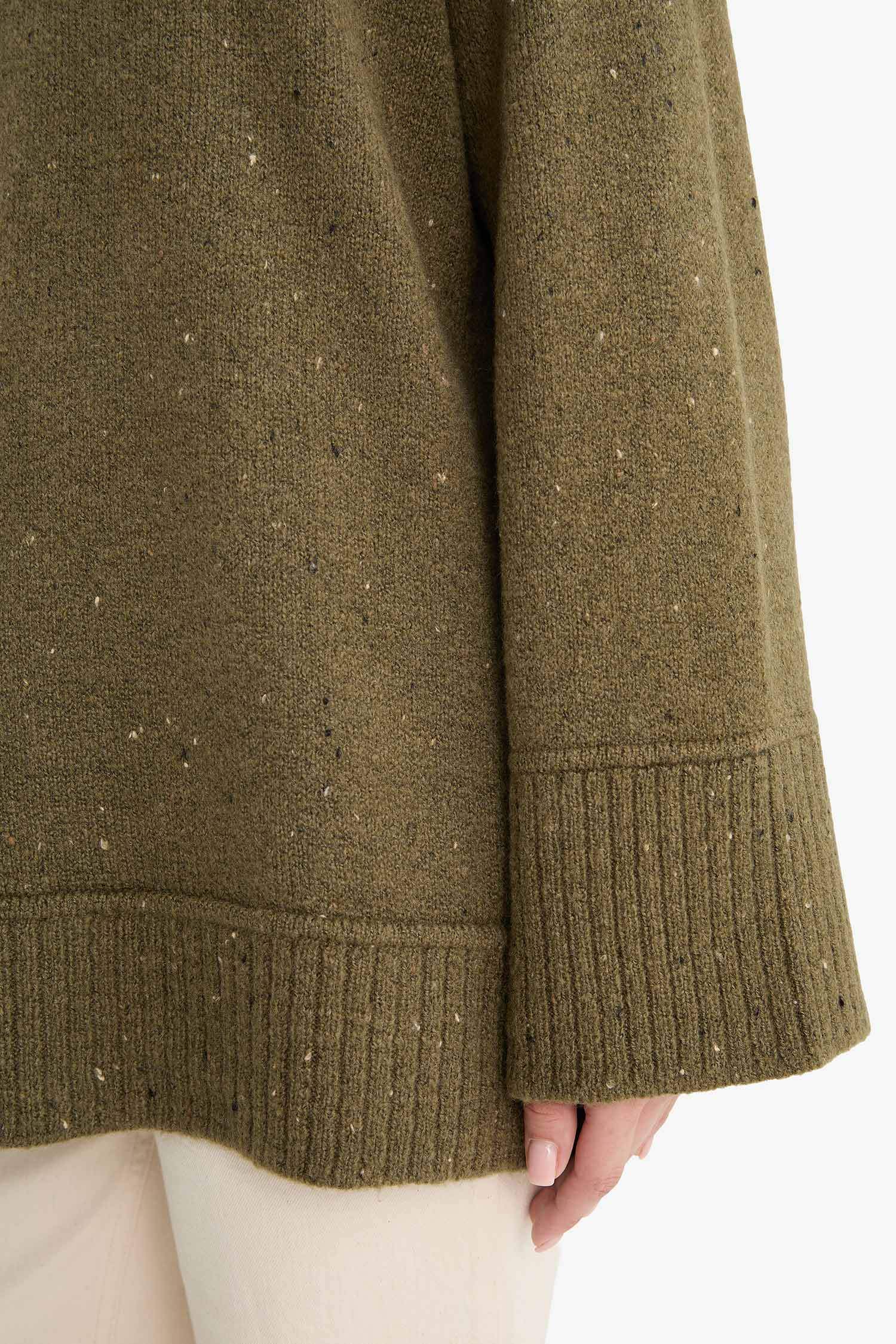 Loose Fit Bisiklet Yaka Triko Tunik