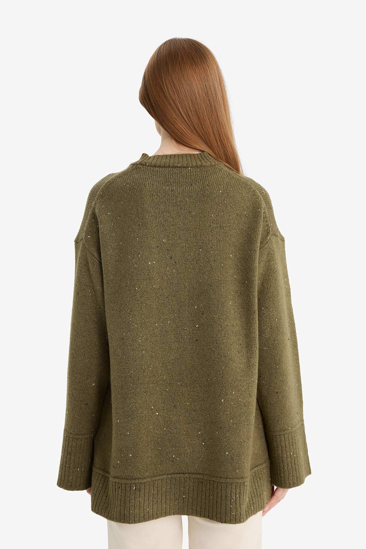 Loose Fit Bisiklet Yaka Triko Tunik