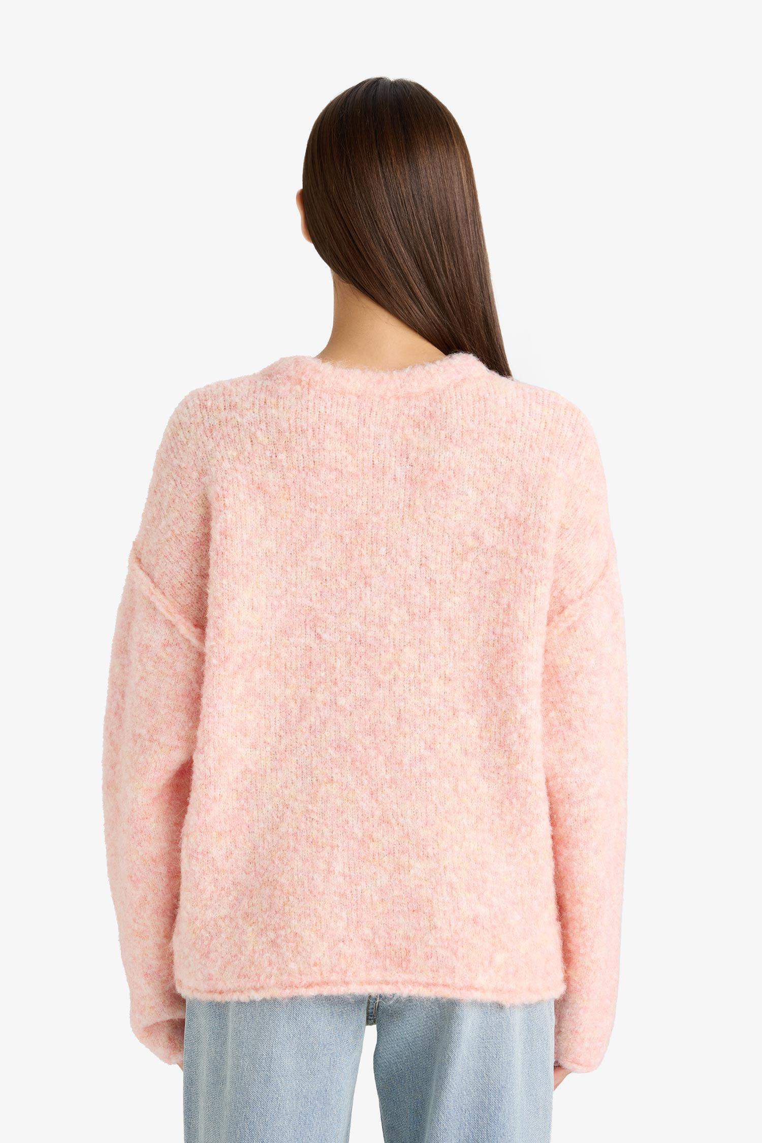 Yün Karışımlı Bisiklet Yaka Oversize Fit Triko Kazak