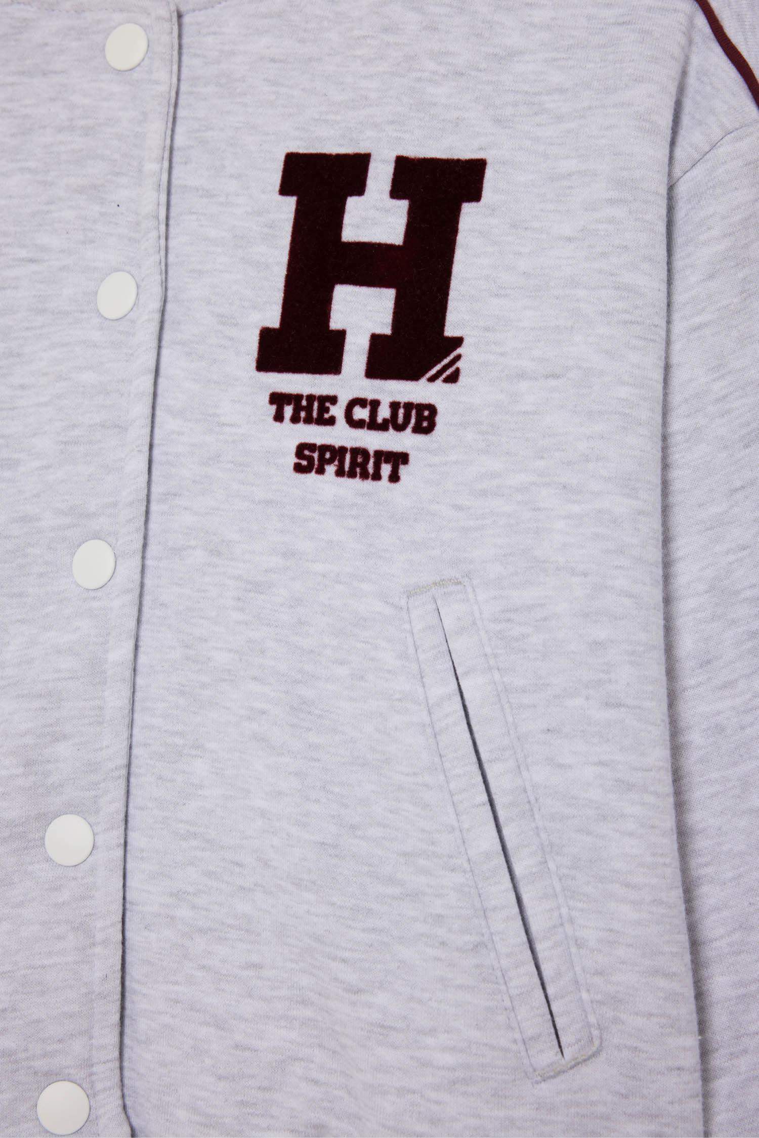 Kız Çocuk Kolej Yaka Sırt Baskılı Bomber Ceket