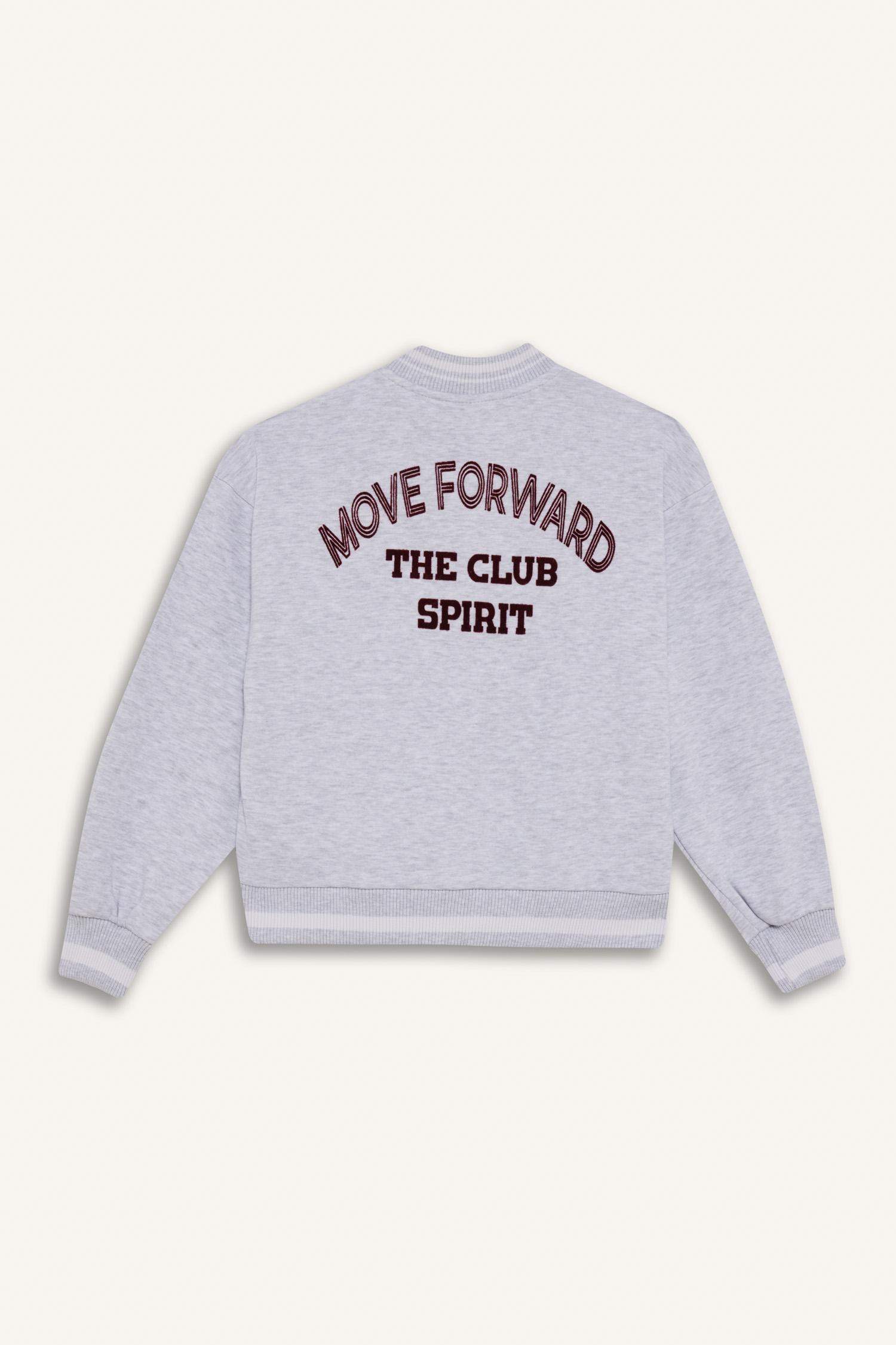 Kız Çocuk Kolej Yaka Sırt Baskılı Bomber Ceket