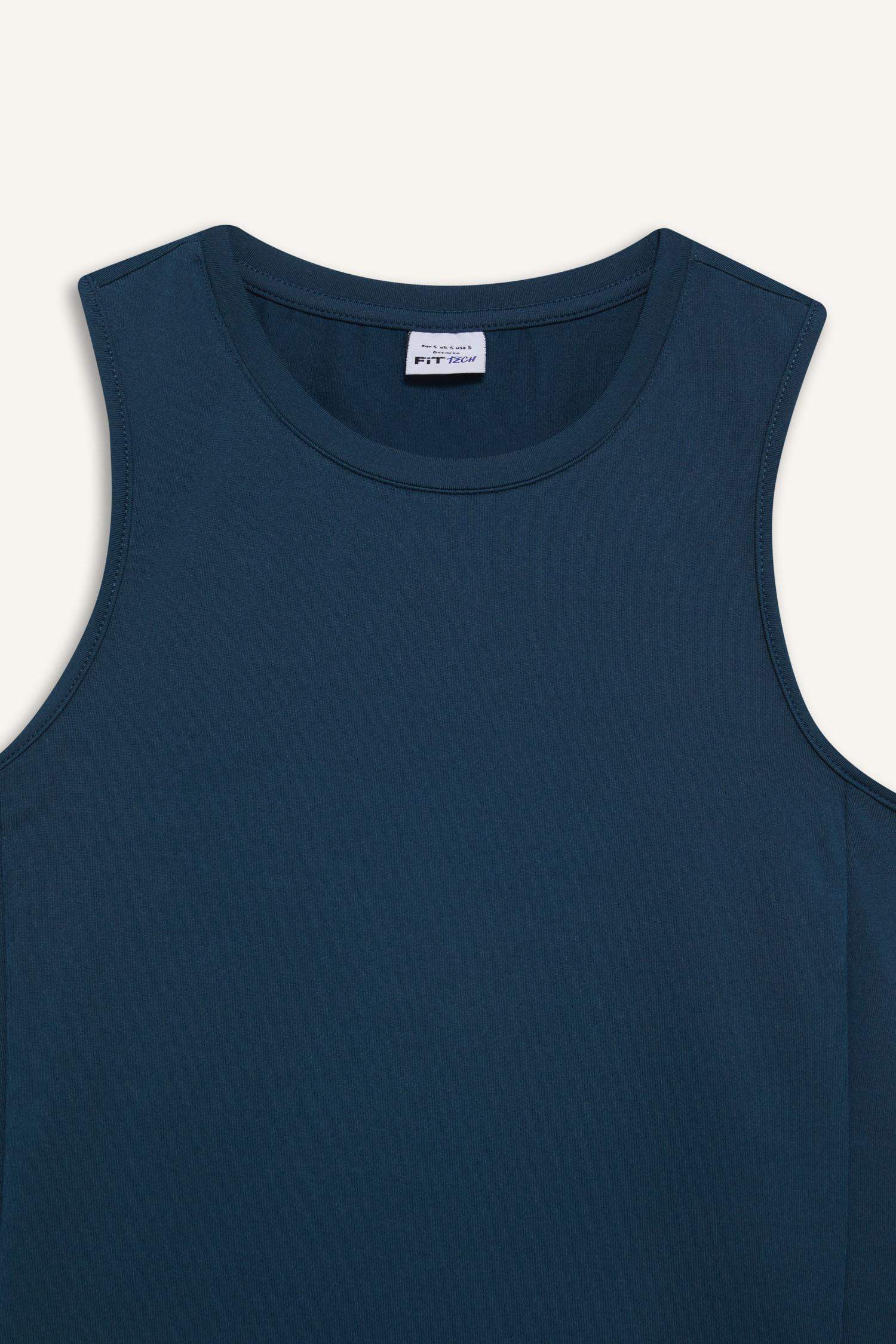 DeFactoFit Slim Fit Dar Kesim Basic Düz Bisiklet Yaka Sporcu Atlet