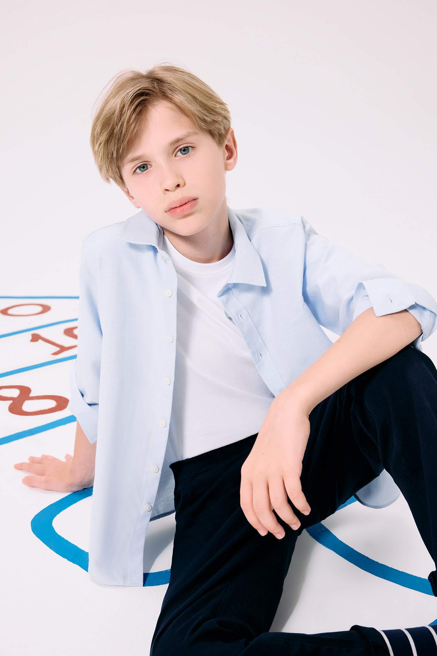 Boy Polo Neck Oxford Long Sleeve Shirt