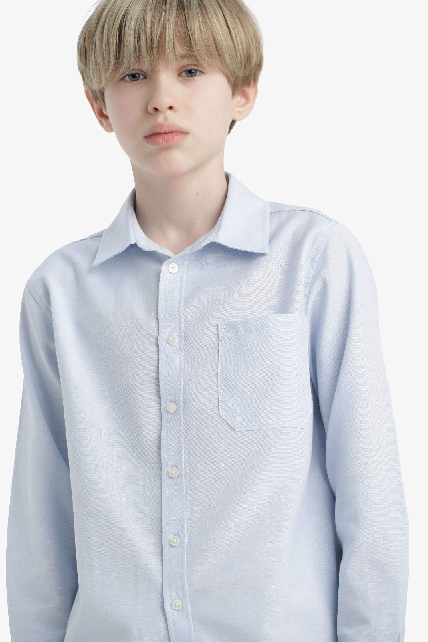 Boy Polo Neck Oxford Long Sleeve Shirt