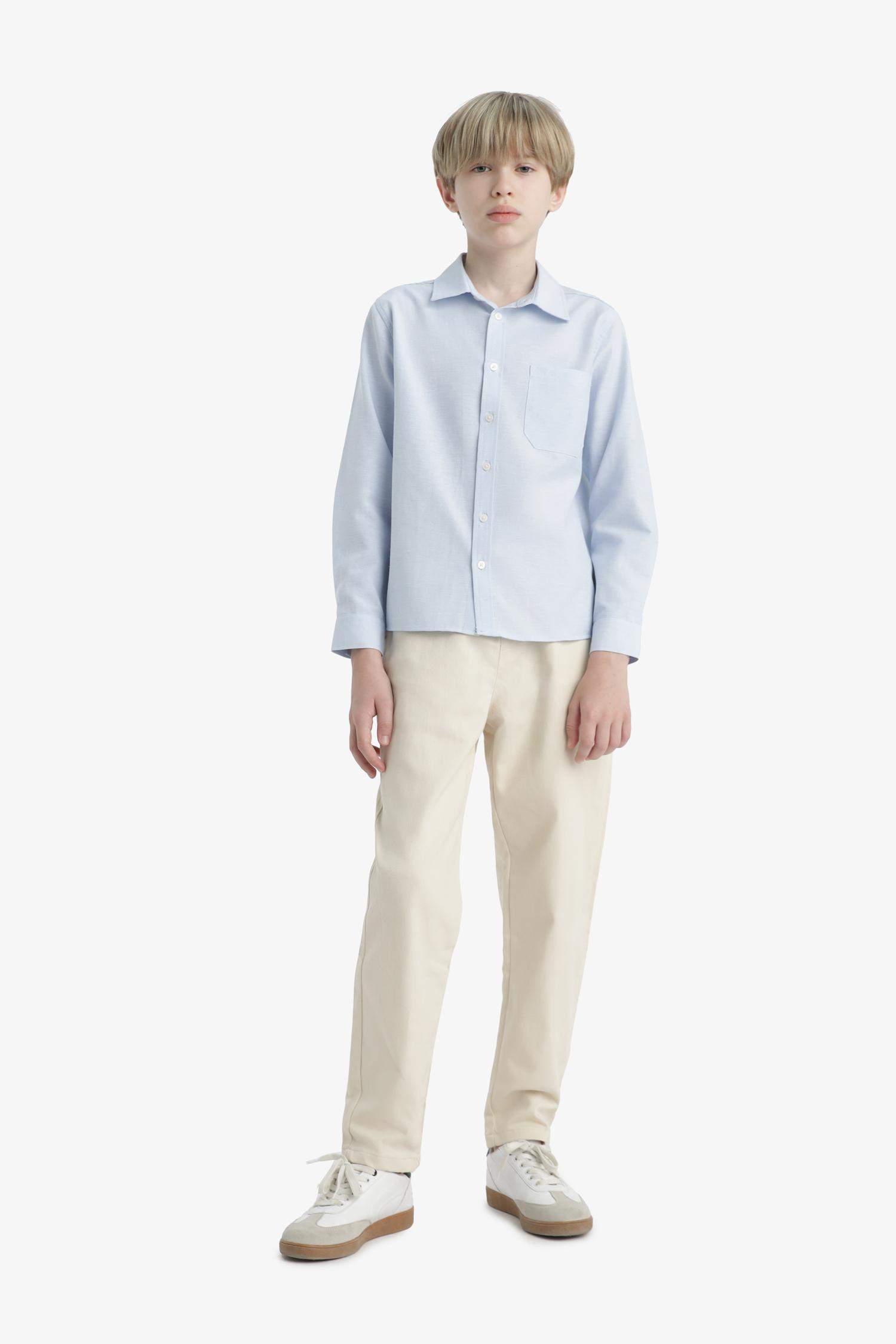 Boy Polo Neck Oxford Long Sleeve Shirt