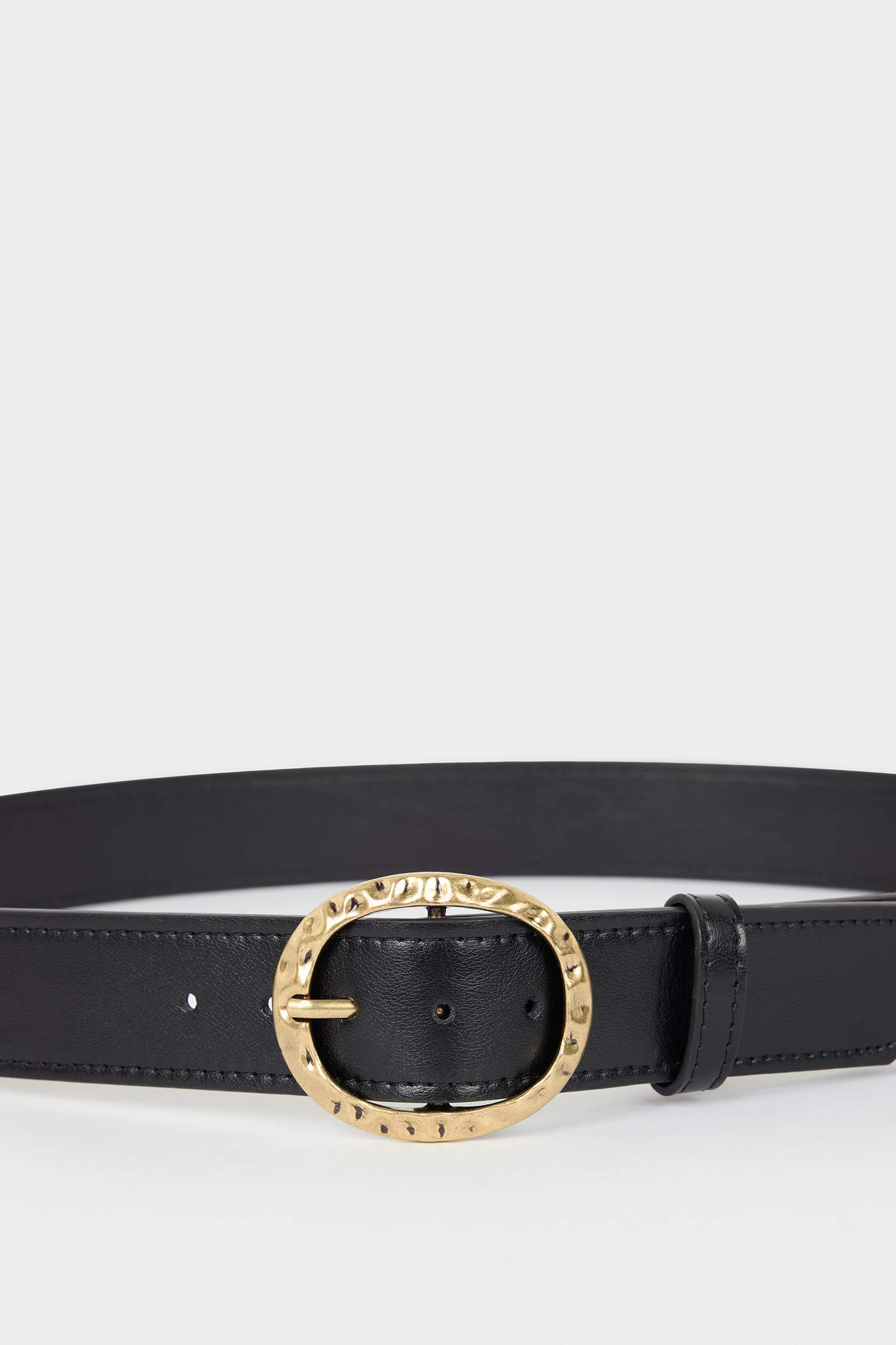 Woman Big Clasp Faux Leather Jean Belt