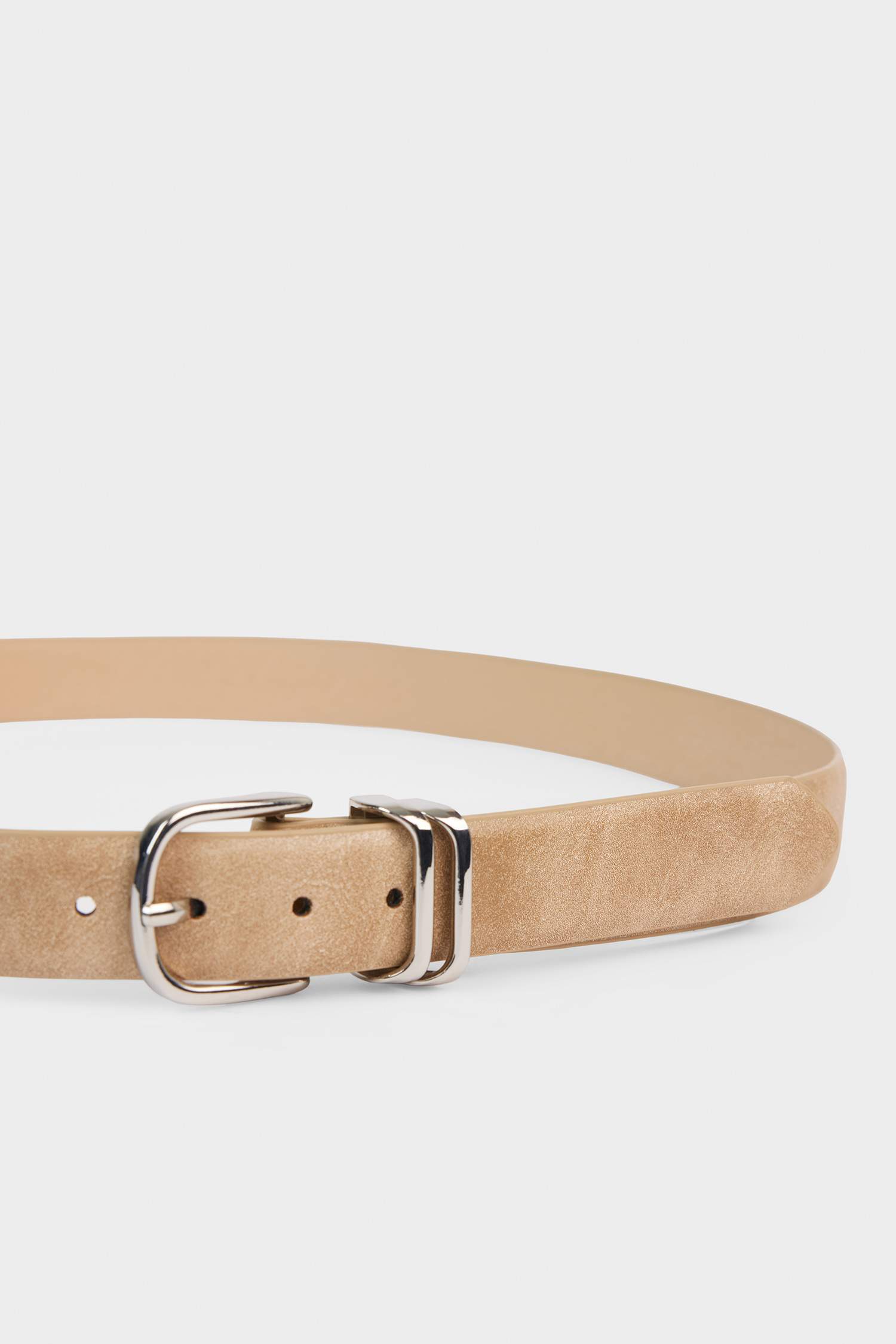 Woman Oval Buckle Faux Leather Belt