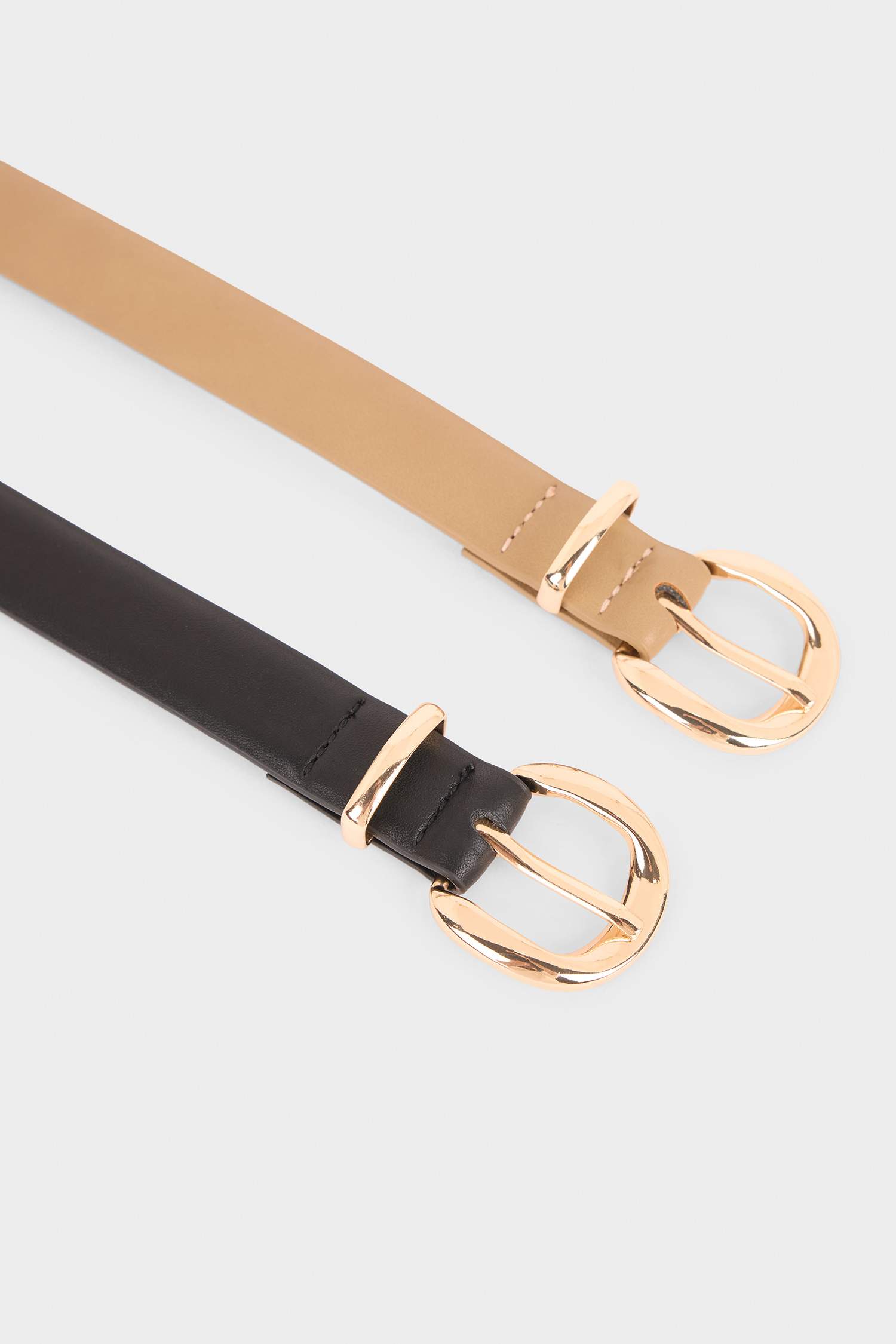 Lot de 2 Ceintures en similicuir à boucle ovale pour femme