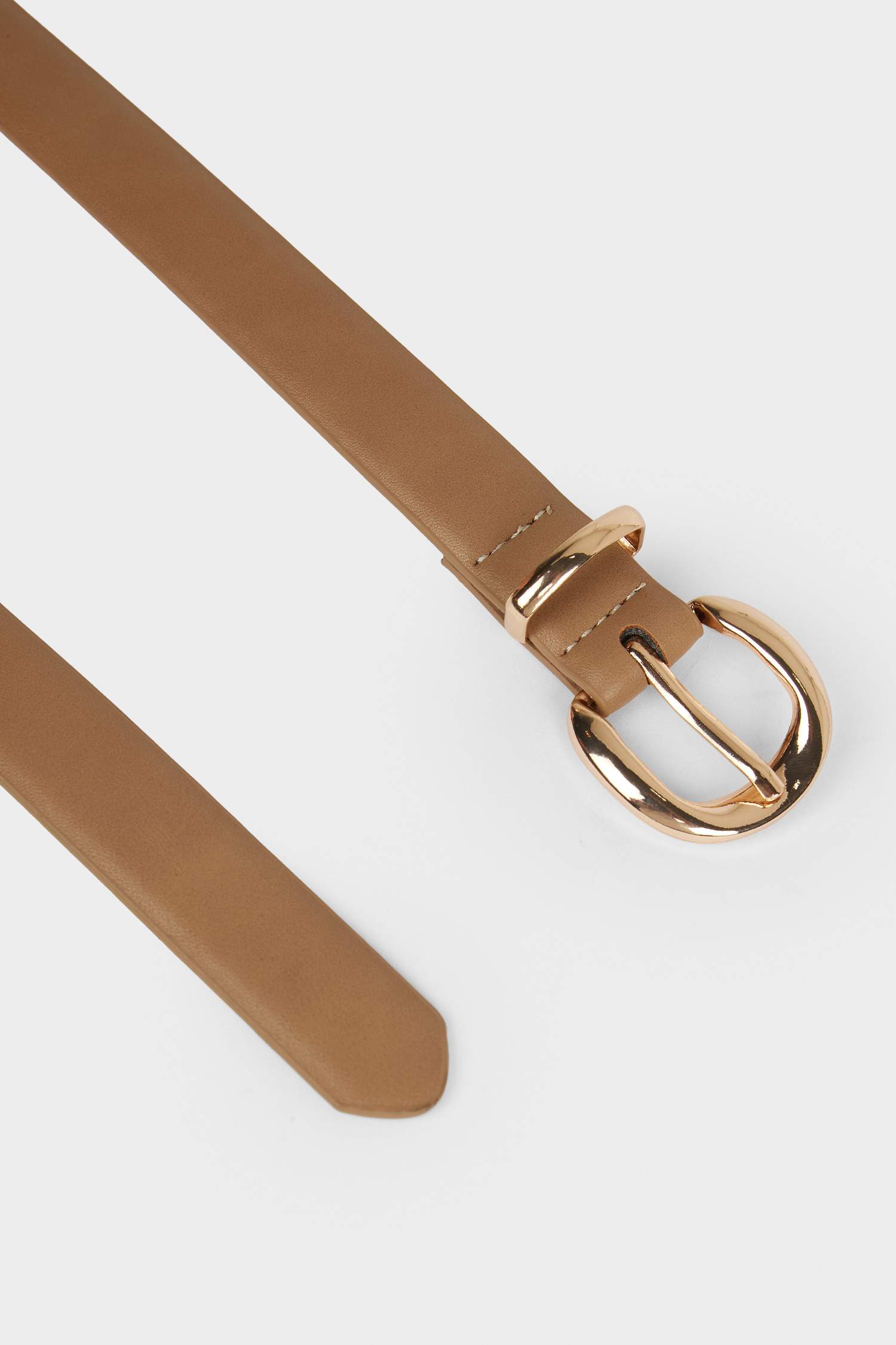 Kadın Oval Toka Suni Deri 2'li Günlük Kemer