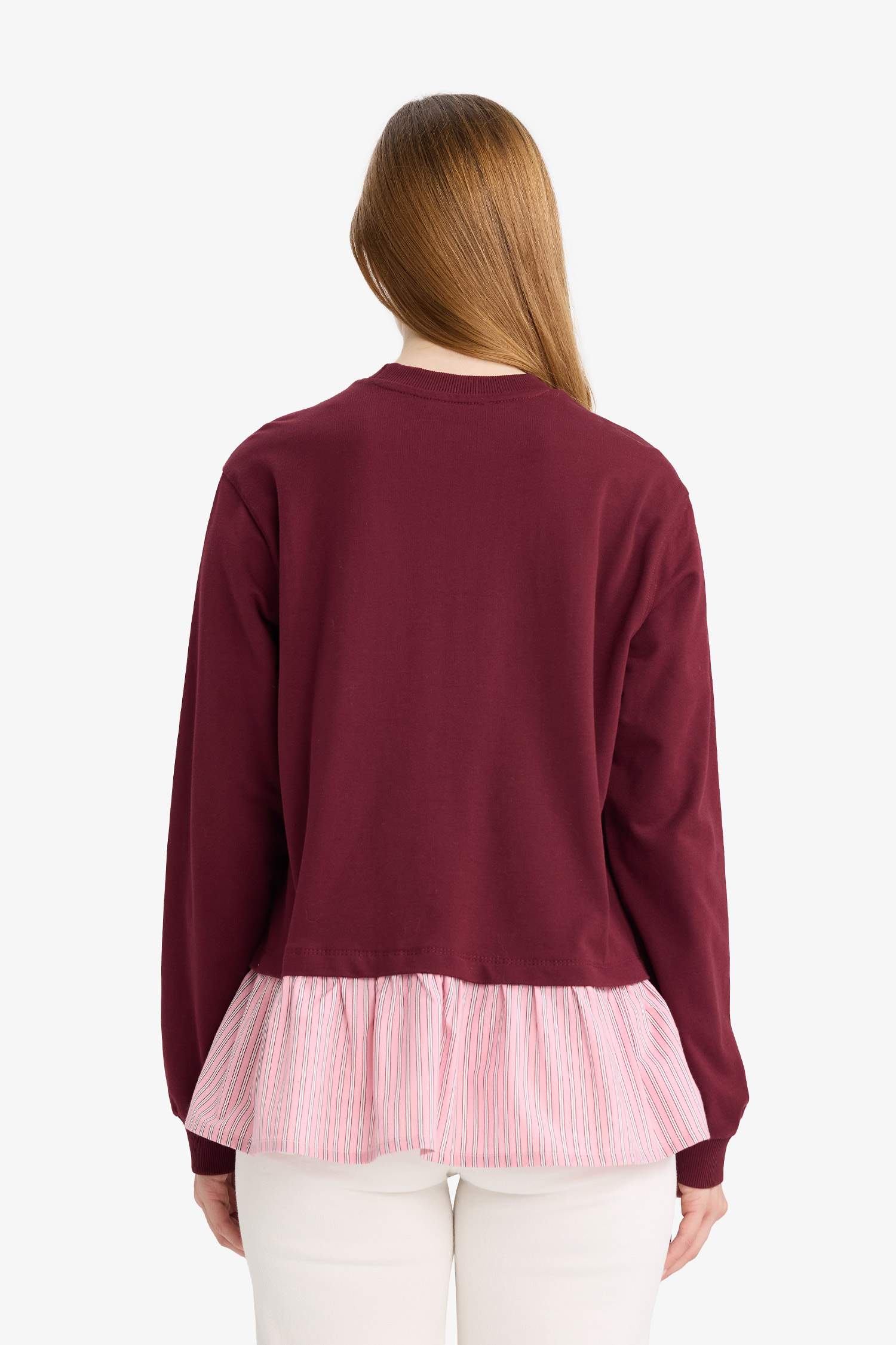 Regular Fit Bisiklet Yaka Etek Ucu Detaylı Sweatshirt Tunik